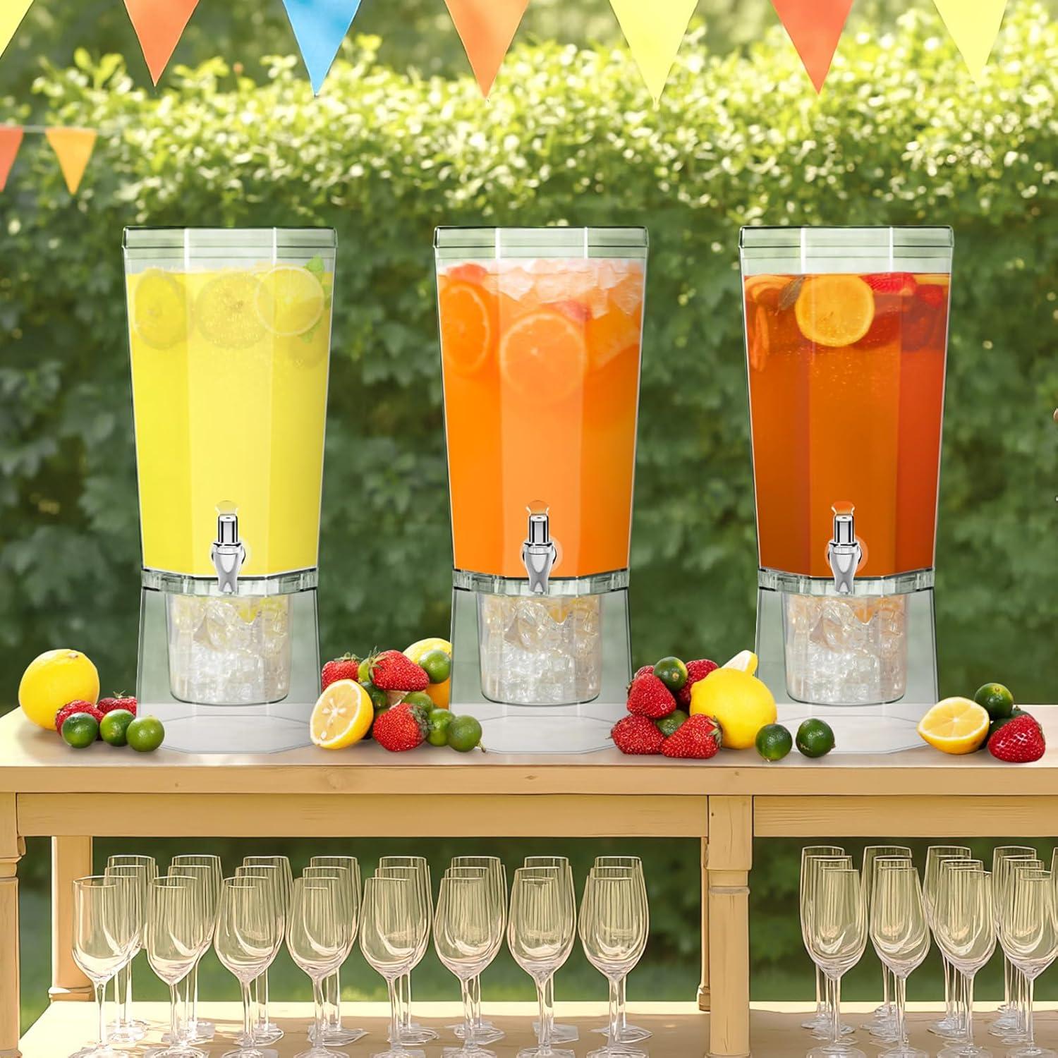 imageLifewit 1 Gallon 128 OZ Drink Dispensers for Parties 2 Pcs 4L Plastic Beverage Containers with Stand for JuiceTeaSodaWater Clear Ice Lemonade Dispensers with Lid ampamp Leakproof Spigot1