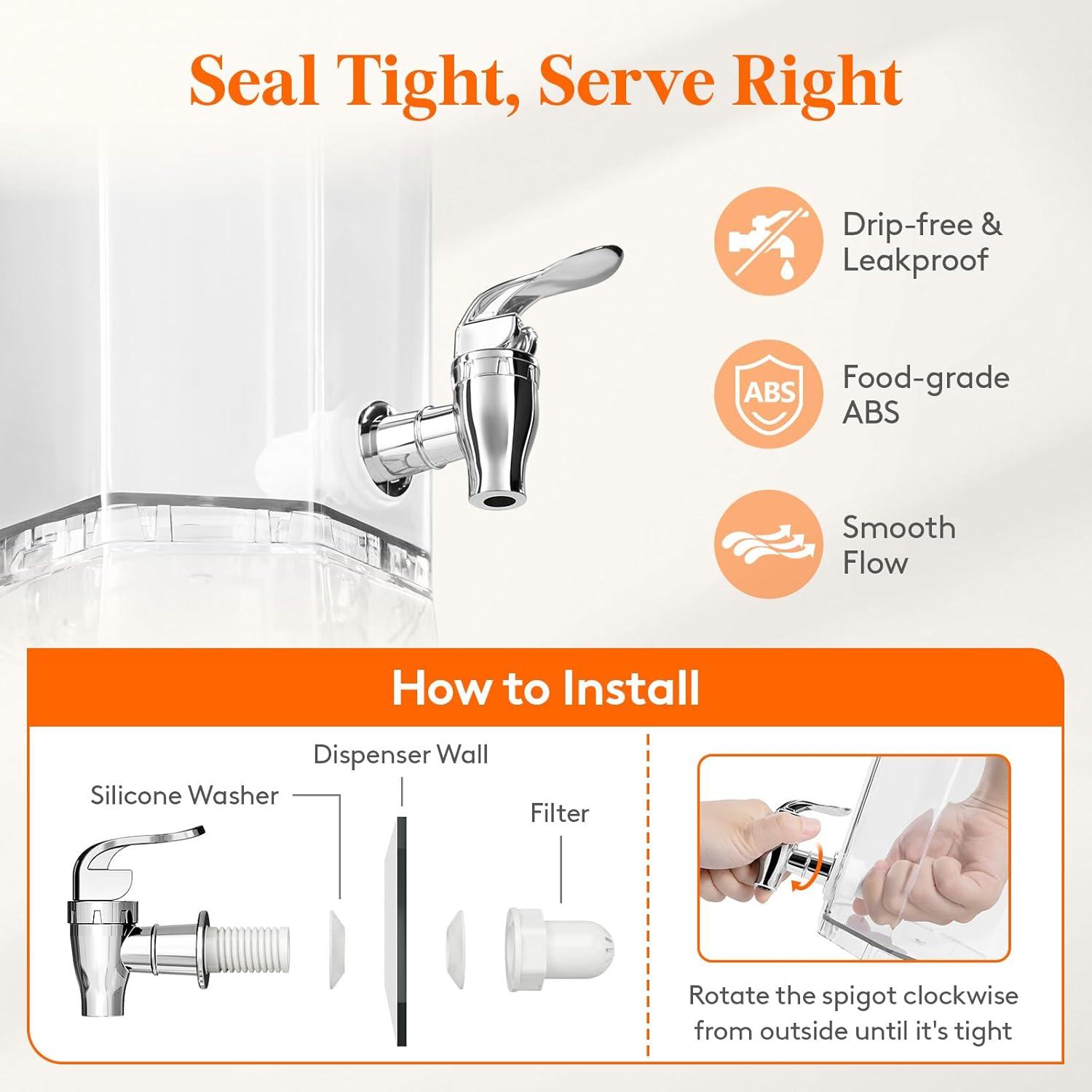 imageLifewit 1 Gallon 128 OZ Drink Dispensers for Parties 2 Pcs 4L Plastic Beverage Containers with Stand for JuiceTeaSodaWater Clear Ice Lemonade Dispensers with Lid ampamp Leakproof Spigot3