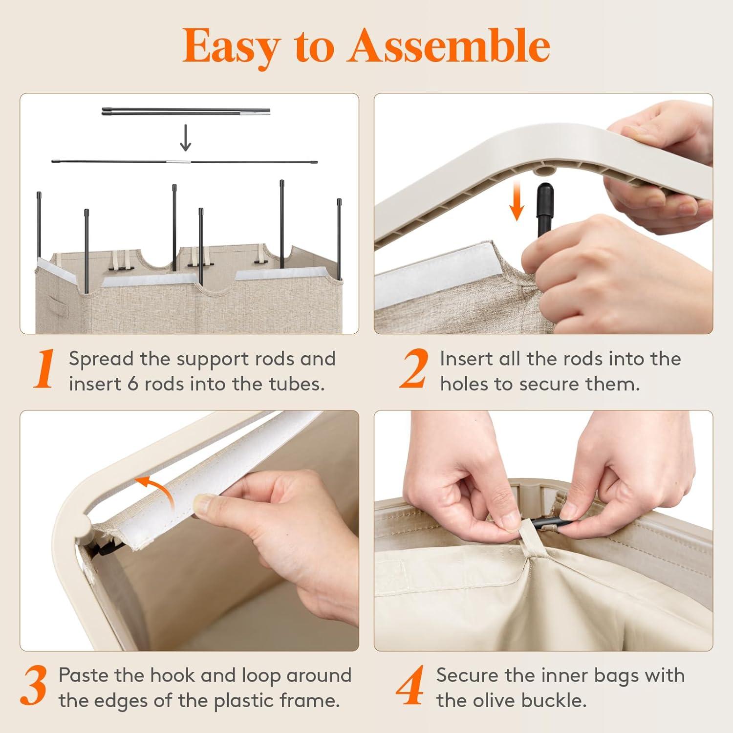 imageLifewit 105L Laundry Basket with Lid Large Laundry Hamper with Plastic Handles and Removable Bag Foldable Tall Dirty Clothes Hampers for Laundry for Laundry Room Bedroom Bathroom Dorm BeigeBeige