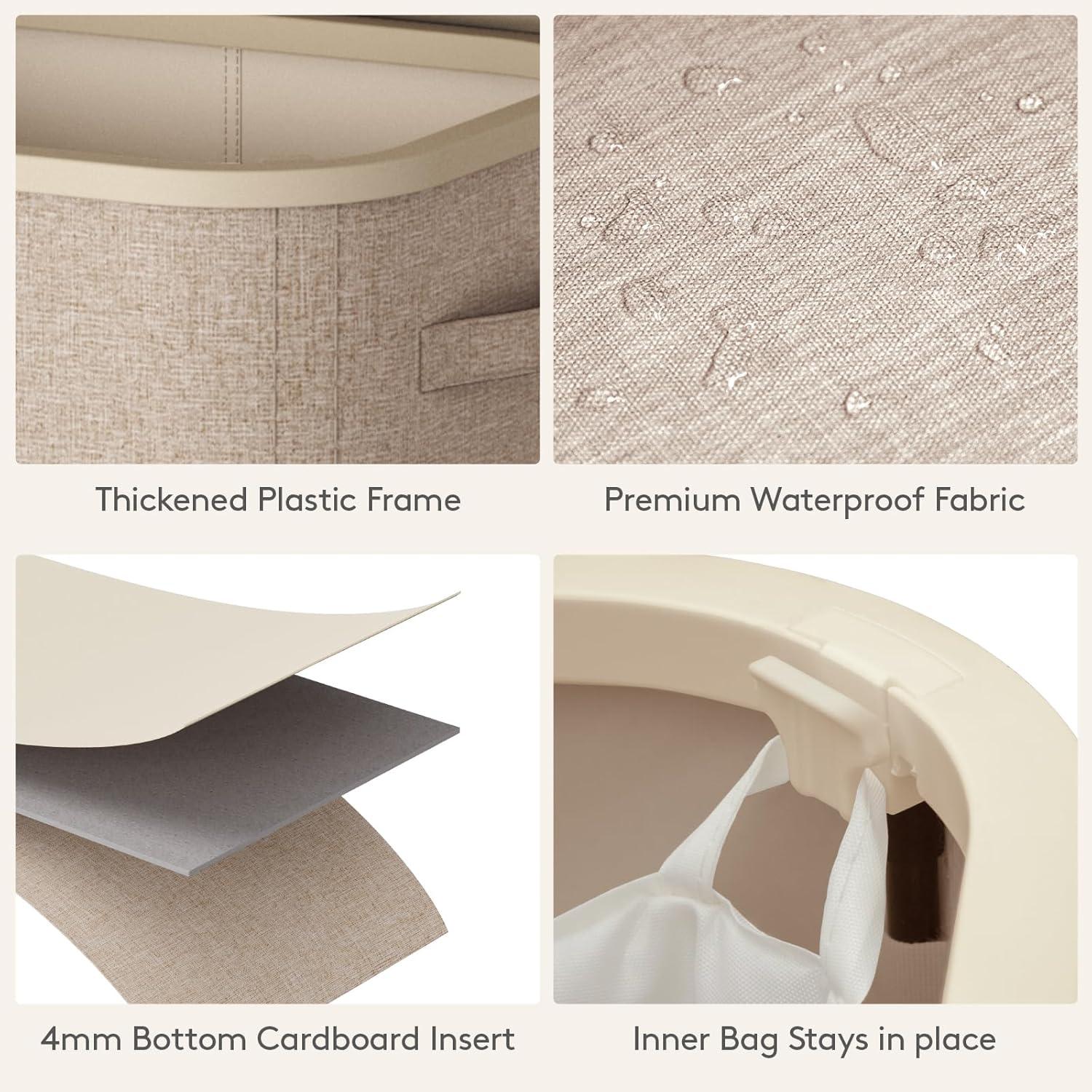 imageLifewit 105L Laundry Basket with Lid Large Laundry Hamper with Plastic Handles and Removable Bag Foldable Tall Dirty Clothes Hampers for Laundry for Laundry Room Bedroom Bathroom Dorm BeigeBeige