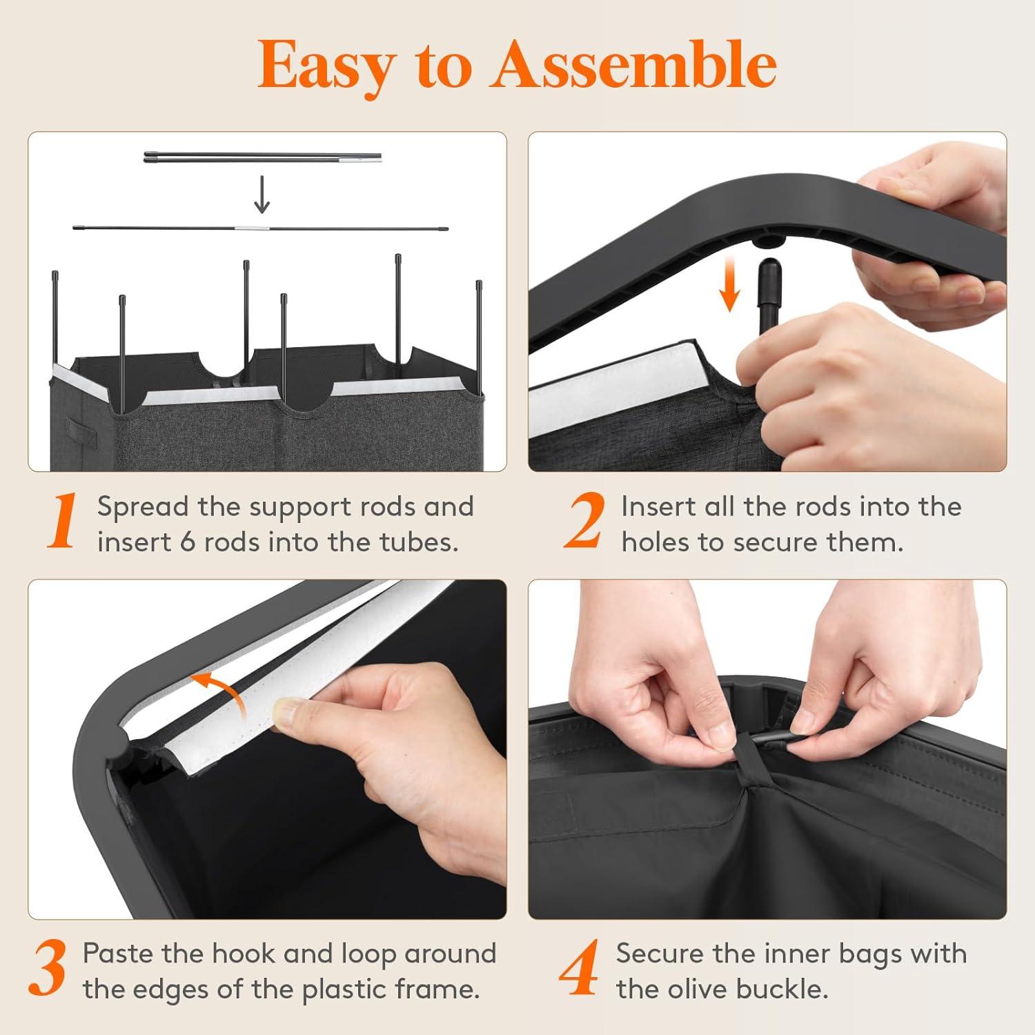 imageLifewit 105L Laundry Basket with Lid Large Laundry Hamper with Plastic Handles and Removable Bag Foldable Tall Dirty Clothes Hampers for Laundry for Laundry Room Bedroom Bathroom Dorm BeigeDark Gray