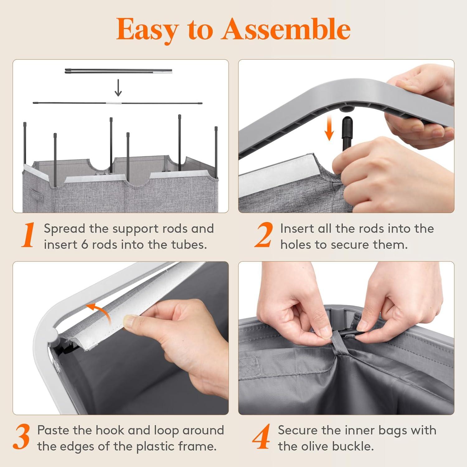 imageLifewit 105L Laundry Basket with Lid Large Laundry Hamper with Plastic Handles and Removable Bag Foldable Tall Dirty Clothes Hampers for Laundry for Laundry Room Bedroom Bathroom Dorm BeigeLight Gray