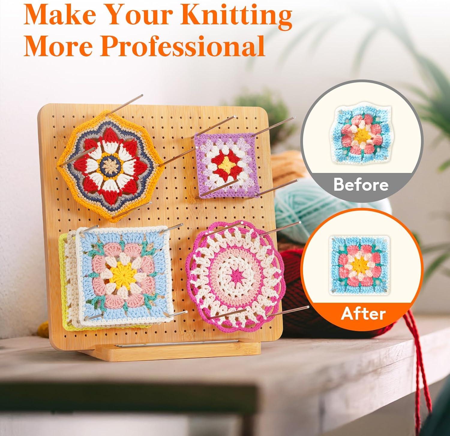 imageLifewit 118quot Crochet Blocking Board with 20 Pegs Bamboo Granny Square Blocking Board for Knitting and Crochet Projects Blocking Mats for Crocheting Crocheting Accessories Gifts for Crocheters118