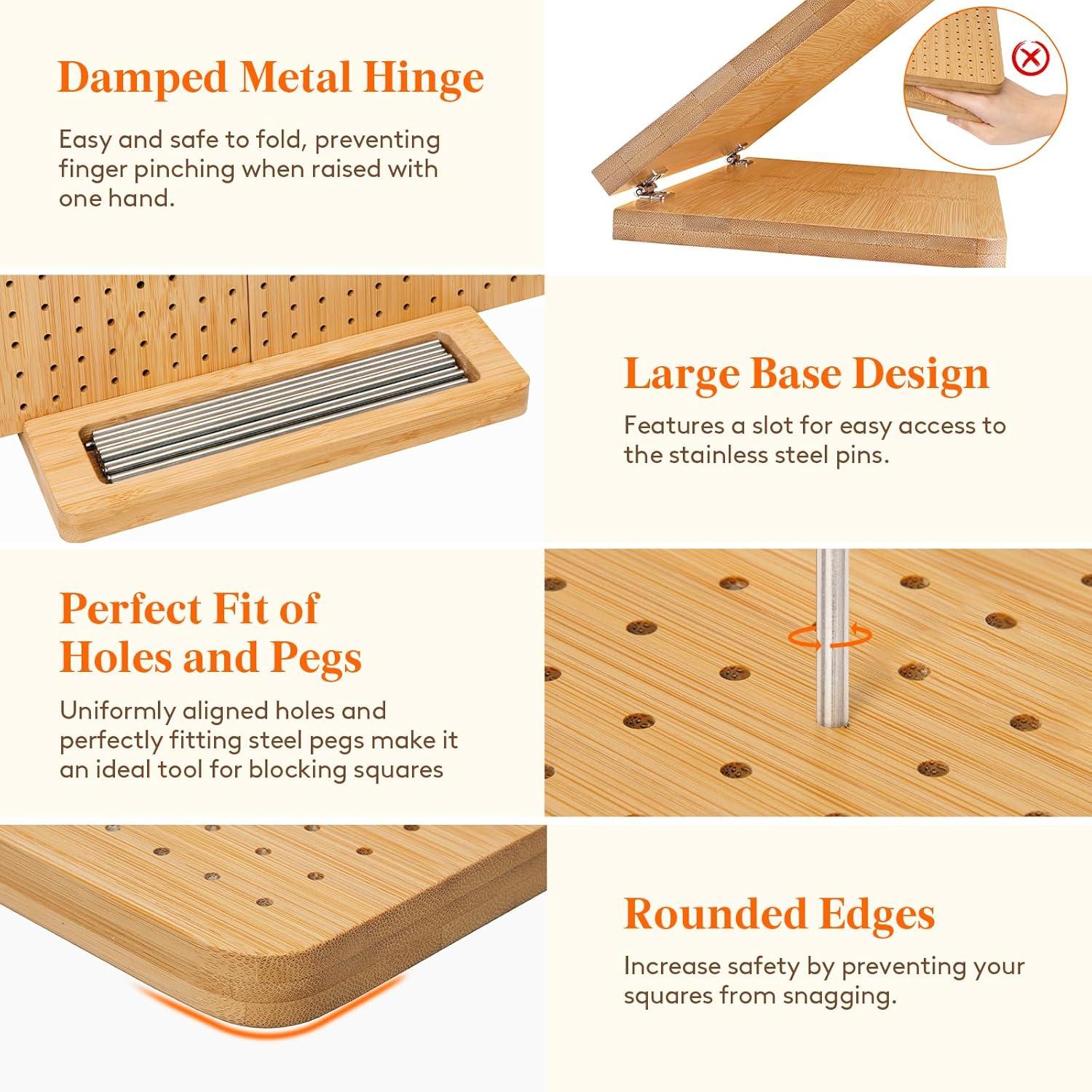 imageLifewit 118quot Crochet Blocking Board with 20 Pegs Bamboo Granny Square Blocking Board for Knitting and Crochet Projects Blocking Mats for Crocheting Crocheting Accessories Gifts for Crocheters144