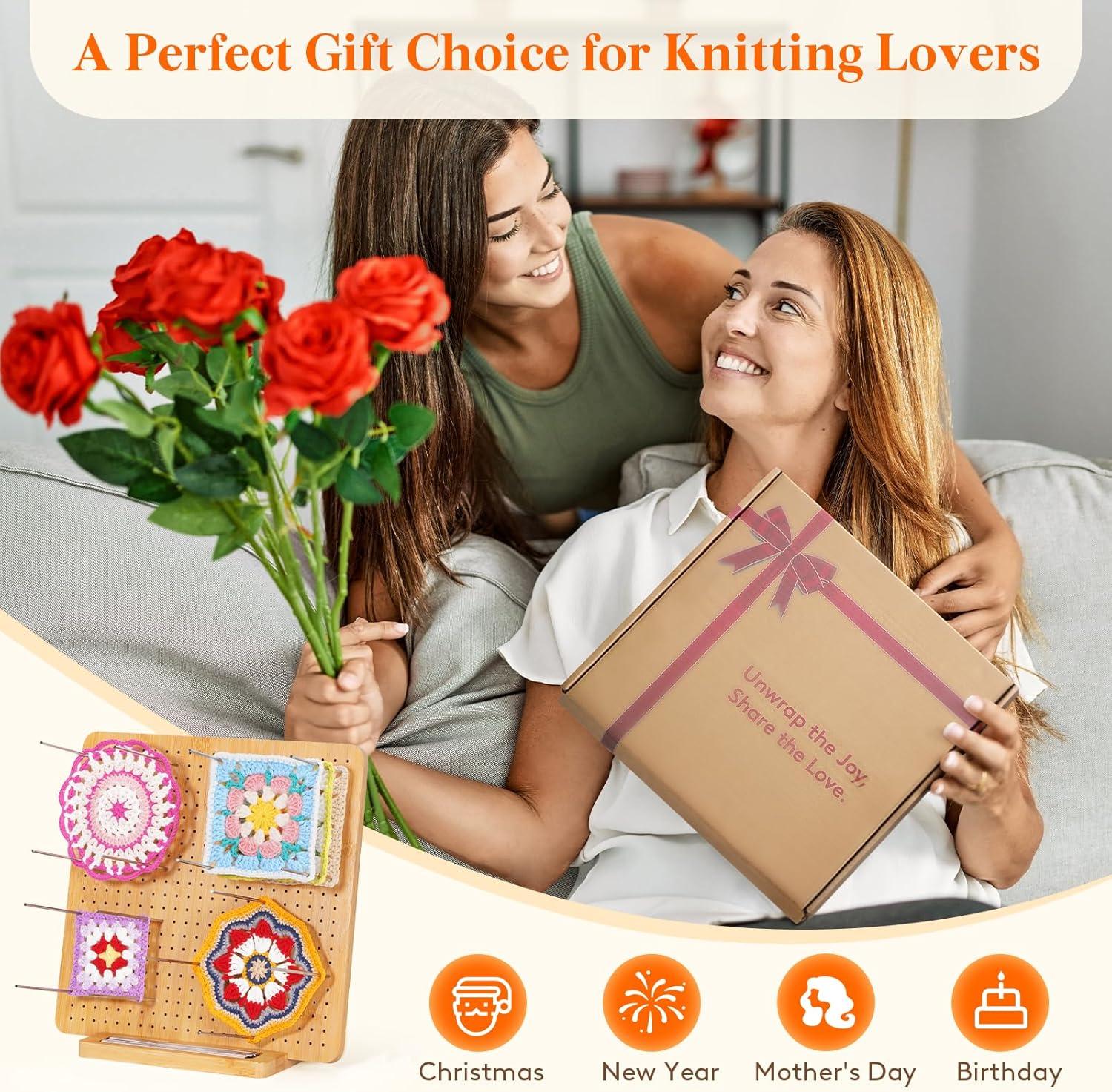 imageLifewit 118quot Crochet Blocking Board with 20 Pegs Bamboo Granny Square Blocking Board for Knitting and Crochet Projects Blocking Mats for Crocheting Crocheting Accessories Gifts for Crocheters118