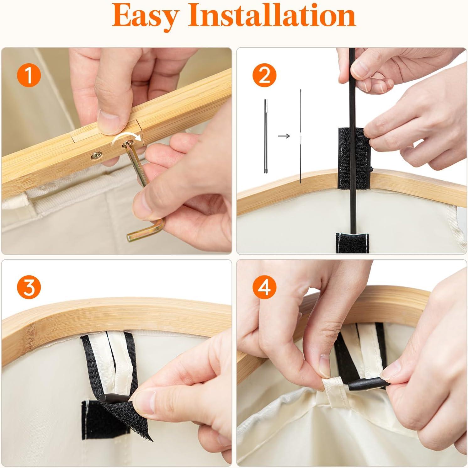 imageLifewit 120L Double Laundry Hamper with Lid Large Dual Laundry Basket Removable Bags 2 Sections Aesthetic Clothes Hampers for Laundry with Bamboo Handles for Bedroom Bathroom Dorm BlackBeige