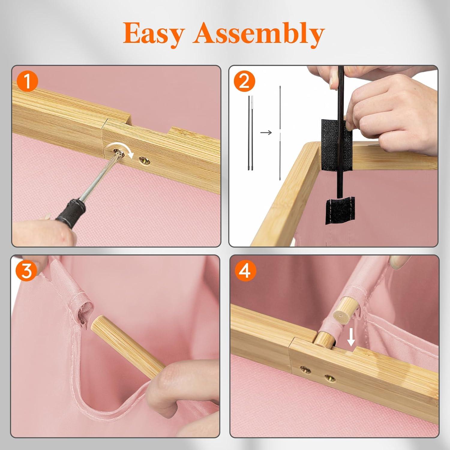 imageLifewit 160L Double Laundry Hamper with Lid Extra Large Bamboo Laundry Basket Dirty Clothes Hamper 2 Section Laundry Bin Organizer for Laundry Room Bedroom with 2 Removable Liners ampamp Bags BlackPink