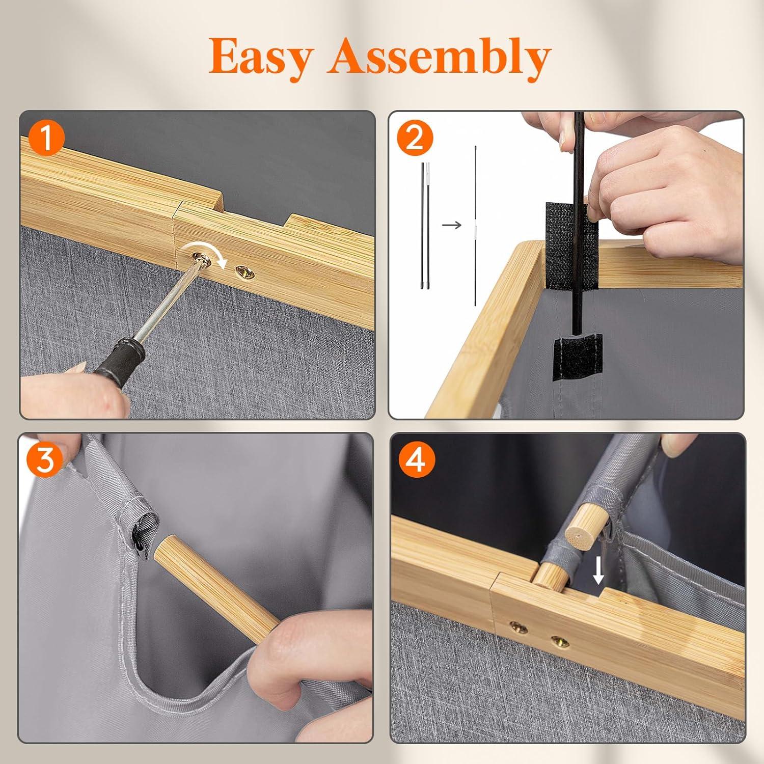 imageLifewit 160L Double Laundry Hamper with Lid Extra Large Bamboo Laundry Basket Dirty Clothes Hamper 2 Section Laundry Bin Organizer for Laundry Room Bedroom with 2 Removable Liners ampamp Bags BlackLight Gray