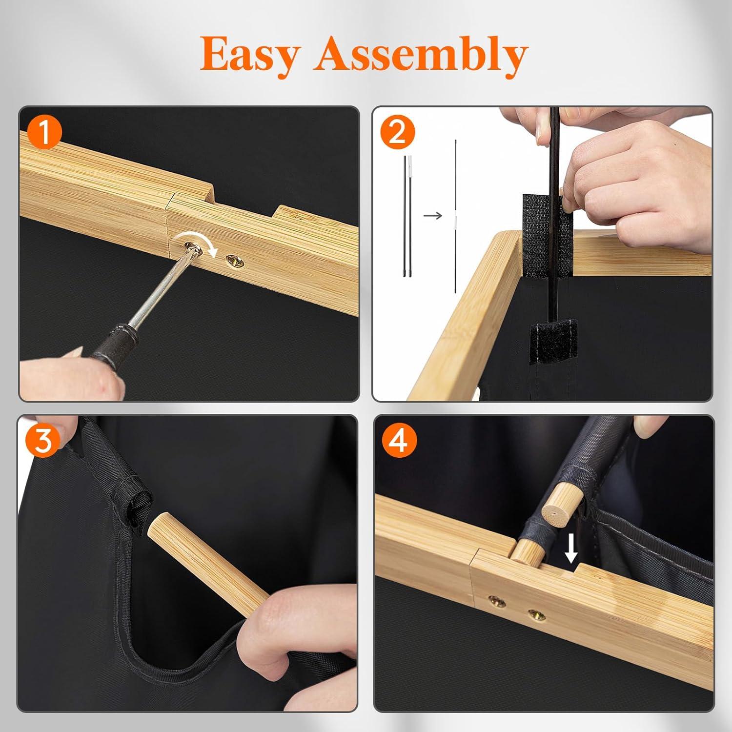 imageLifewit 160L Double Laundry Hamper with Lid Extra Large Bamboo Laundry Basket Dirty Clothes Hamper 2 Section Laundry Bin Organizer for Laundry Room Bedroom with 2 Removable Liners ampamp Bags BlackBlack