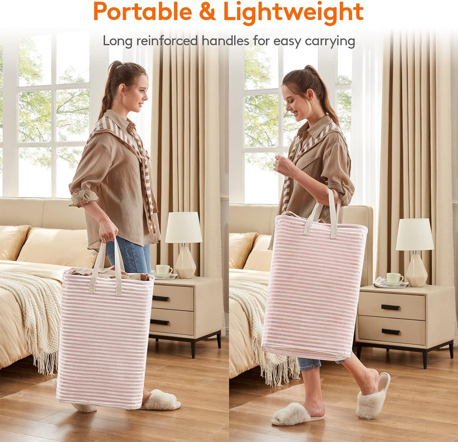 imageLifewit 2 Pack Laundry Hamper Large Collapsible Laundry Baskets Freestanding Waterproof Clothes Hamper with Easy Carry Handles in Laundry Room Bedroom Bathroom College Dorm for Adults Grey 2 x 80LPink