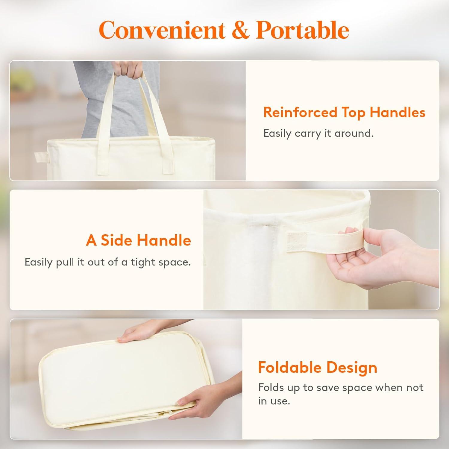 imageLifewit 2 Pack Slim Laundry Hamper Collapsible Narrow Laundry Basket Small Tall Dirty Clothes Hampers with Handles for Bathroom Bedroom College Dorm Black 50LWhite