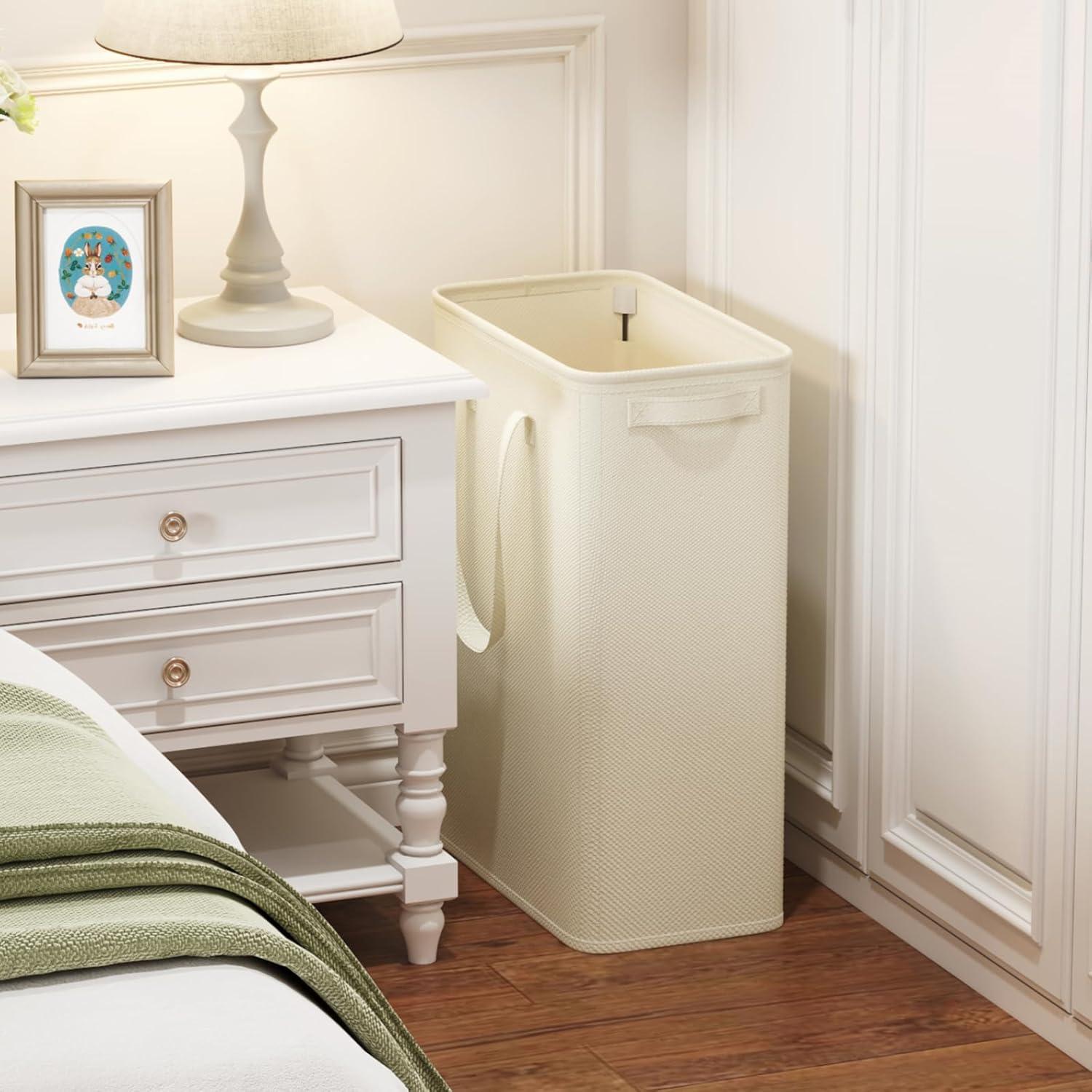 imageLifewit 2 Pack Slim Laundry Hamper Collapsible Narrow Laundry Basket Small Tall Dirty Clothes Hampers with Handles for Bathroom Bedroom College Dorm Black 50LWhite