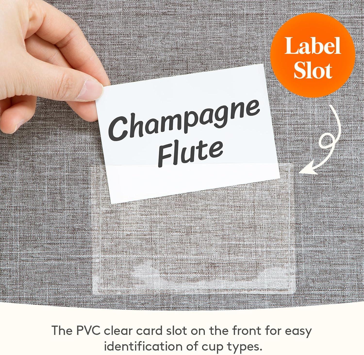 imageLifewit 2 Pcs Champagne Flute Storage Box with Dividers Stackable Cationic Hard Shell Stemware Containers with 12 Cells Foldable Dustproof Glassware Organizer Case for Moving Light Grey2