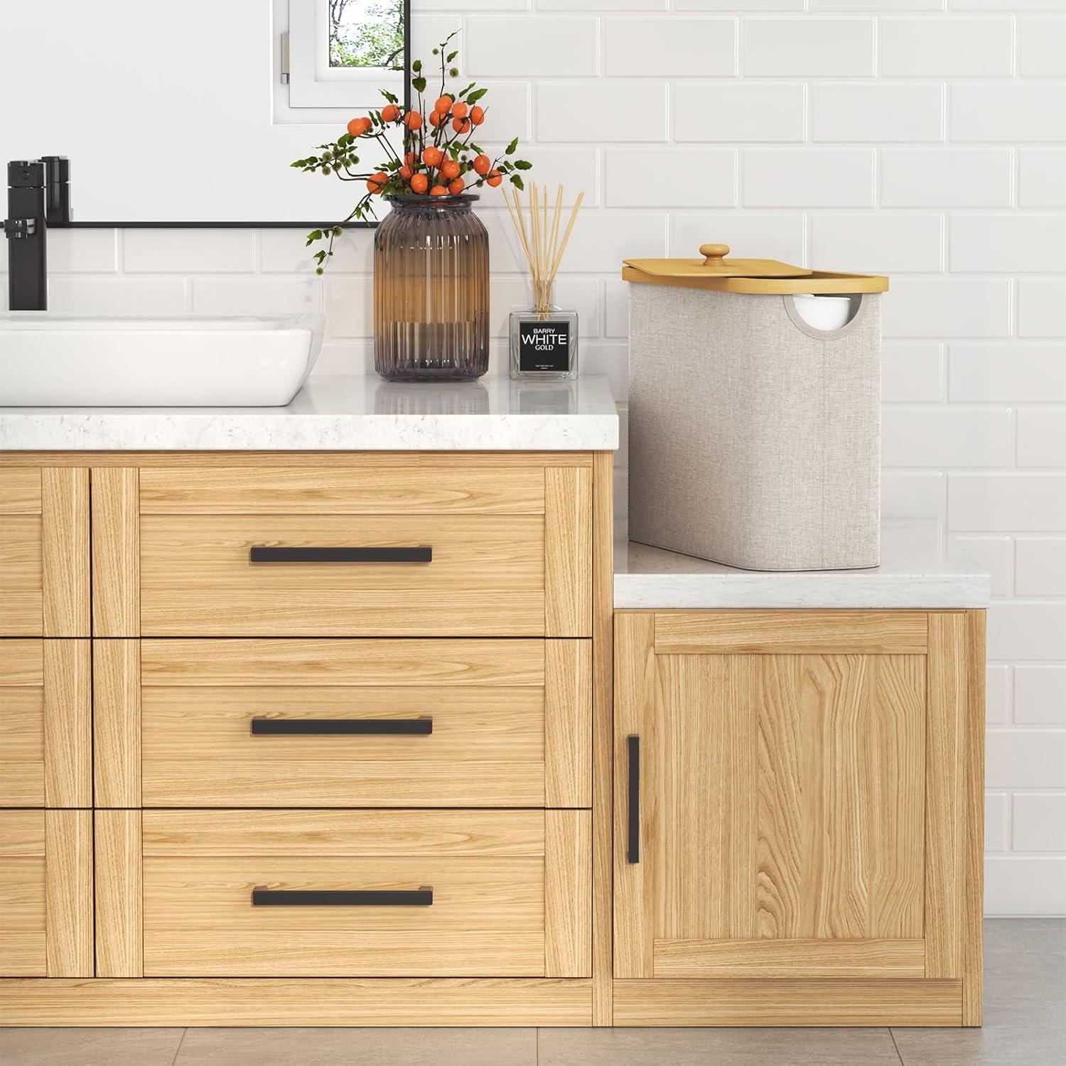 imageLifewit 30L Toilet Paper Storage Holder for 12 to 16 Rolls Free Standing Toilet Paper Basket Stand with Bamboo Lid Collapsible Fabric Bathroom Organizer Box for Mega Rolls Large WhiteBeige