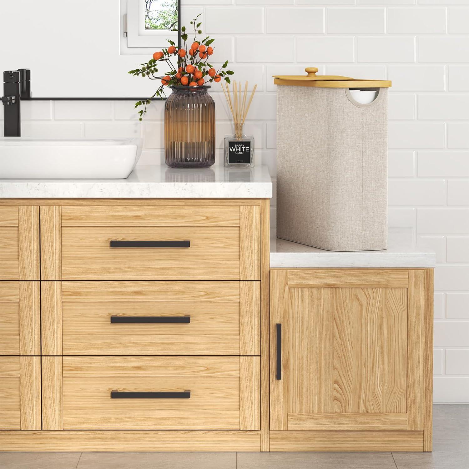 imageLifewit 30L Toilet Paper Storage Holder for 12 to 16 Rolls Free Standing Toilet Paper Basket Stand with Bamboo Lid Collapsible Fabric Bathroom Organizer Box for Mega Rolls Large WhiteBeige