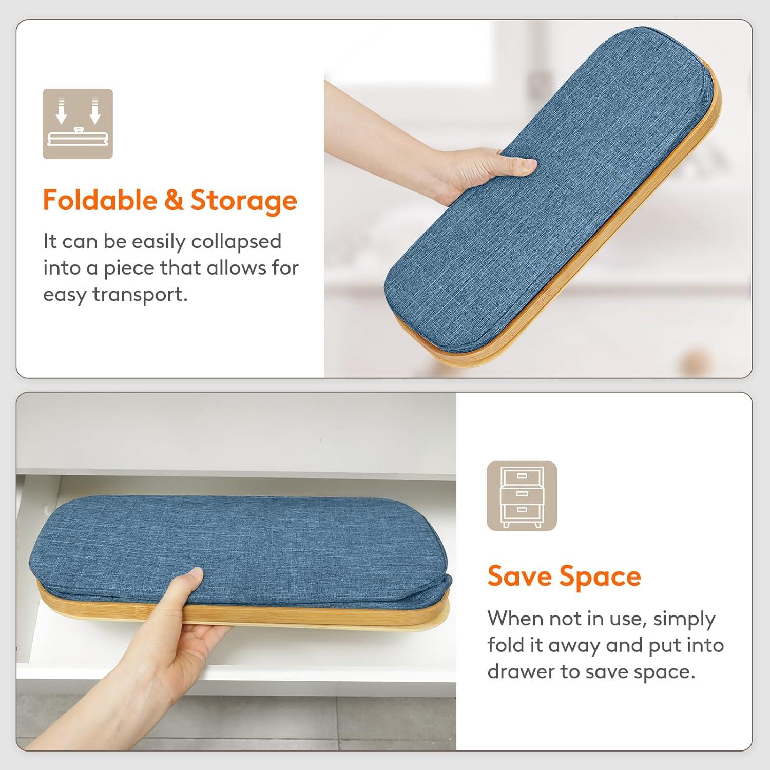 imageLifewit 30L Toilet Paper Storage Holder for 12 to 16 Rolls Free Standing Toilet Paper Basket Stand with Bamboo Lid Collapsible Fabric Bathroom Organizer Box for Mega Rolls Large WhiteDark Blue