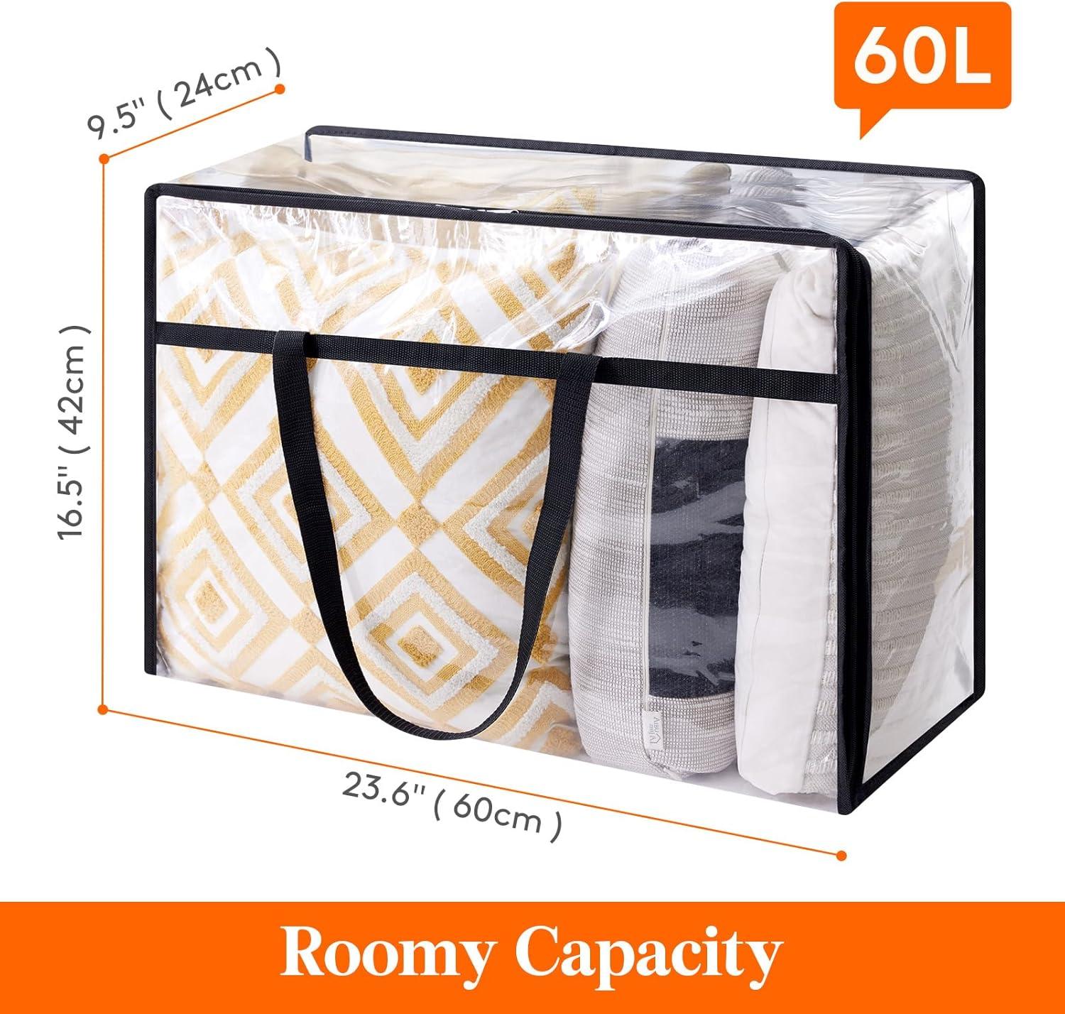 imageLifewit 4 Pack Clear Clothes Storage Bags 40L Plastic Blanket Storage Bag Vinyl Foldable Moving Bags with Zipper Closet Organizers and Storage Containers for Bedding Duvet Comforter12