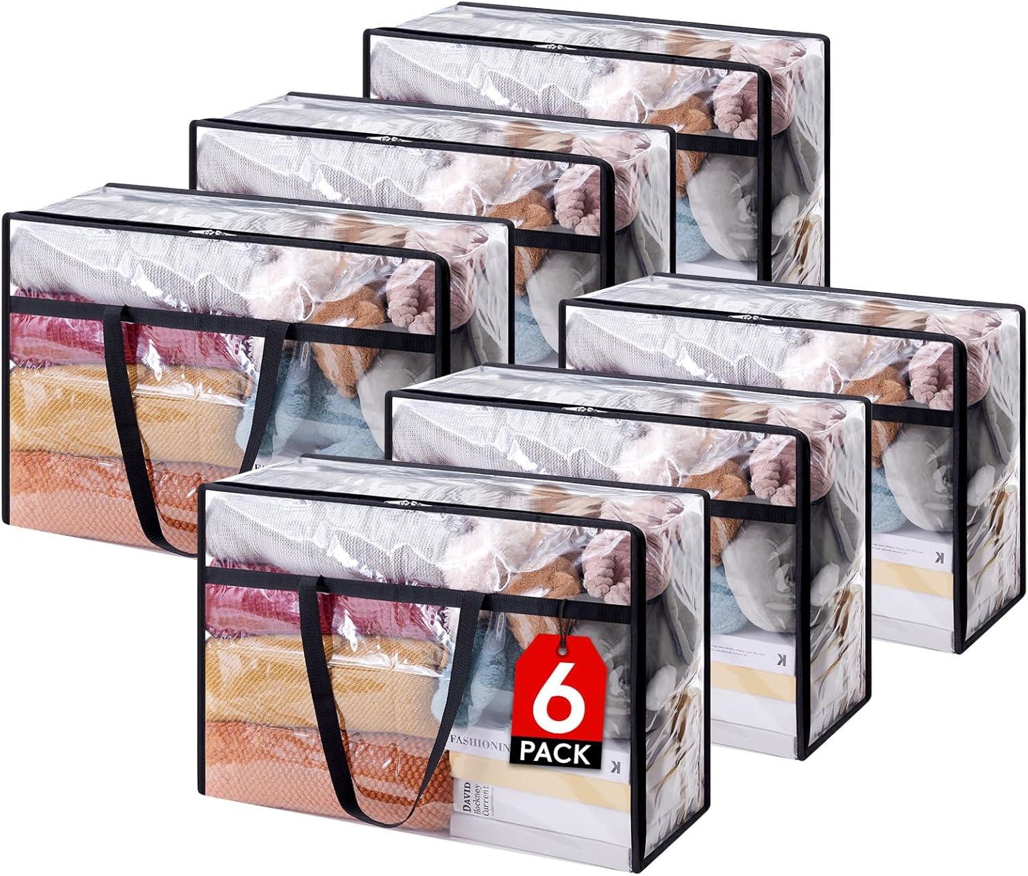 imageLifewit 4 Pack Clear Clothes Storage Bags 40L Plastic Blanket Storage Bag Vinyl Foldable Moving Bags with Zipper Closet Organizers and Storage Containers for Bedding Duvet Comforter6