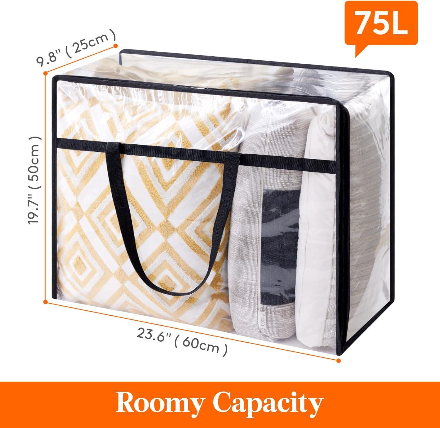 imageLifewit 4 Pack Clear Clothes Storage Bags 40L Plastic Blanket Storage Bag Vinyl Foldable Moving Bags with Zipper Closet Organizers and Storage Containers for Bedding Duvet Comforter4
