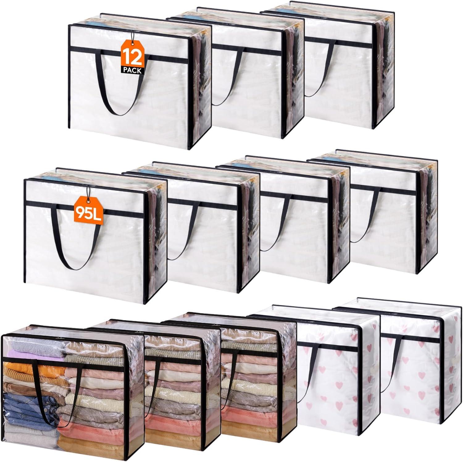 imageLifewit 4 Pack Clear Clothes Storage Bags 40L Plastic Blanket Storage Bag Vinyl Foldable Moving Bags with Zipper Closet Organizers and Storage Containers for Bedding Duvet Comforter12