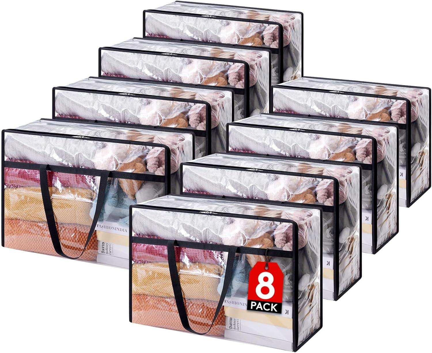 imageLifewit 4 Pack Clear Clothes Storage Bags 40L Plastic Blanket Storage Bag Vinyl Foldable Moving Bags with Zipper Closet Organizers and Storage Containers for Bedding Duvet Comforter8