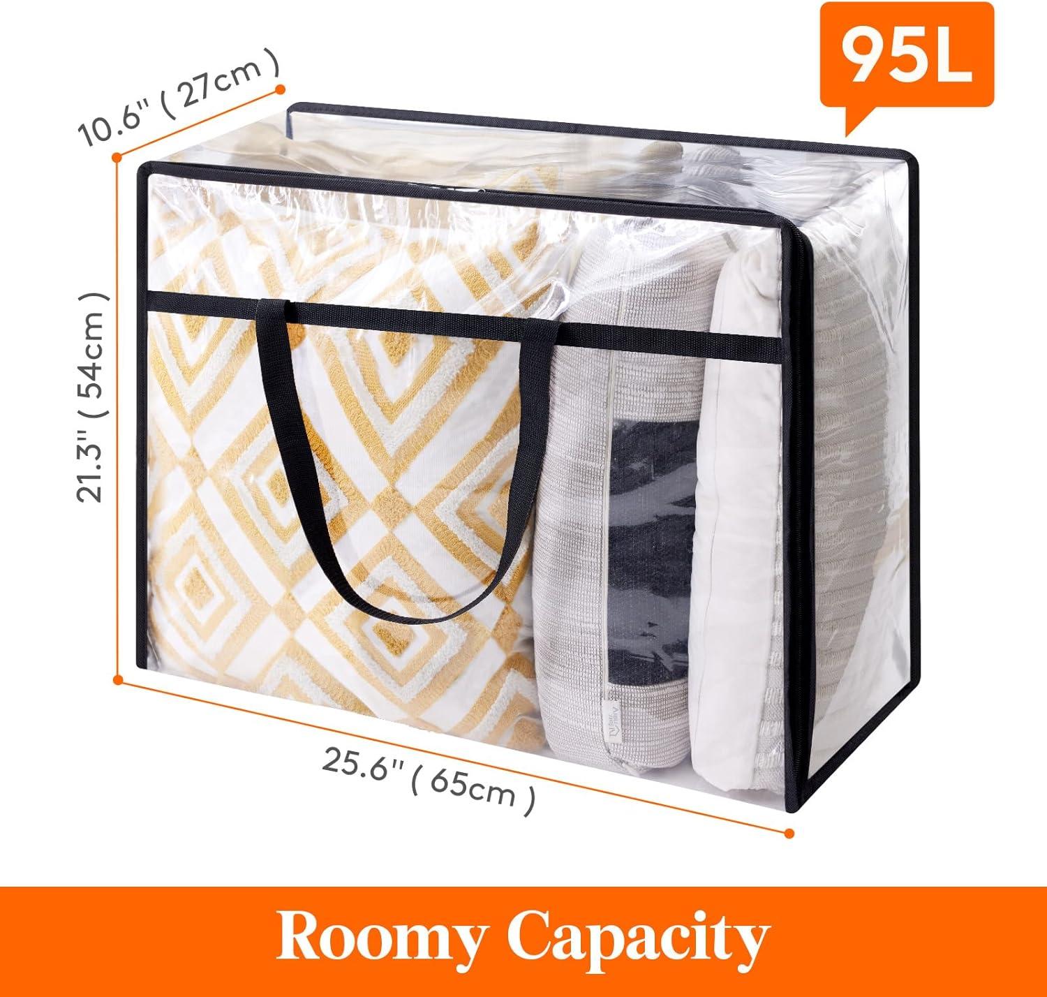 imageLifewit 4 Pack Clear Clothes Storage Bags 40L Plastic Blanket Storage Bag Vinyl Foldable Moving Bags with Zipper Closet Organizers and Storage Containers for Bedding Duvet Comforter12