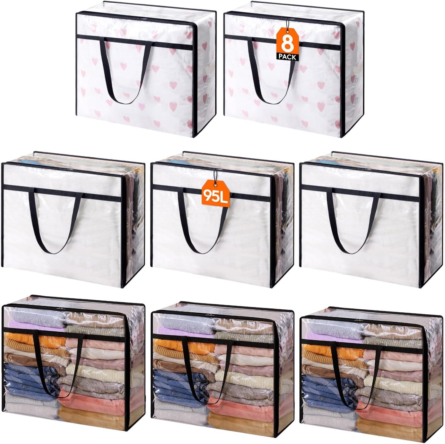 imageLifewit 4 Pack Clear Clothes Storage Bags 40L Plastic Blanket Storage Bag Vinyl Foldable Moving Bags with Zipper Closet Organizers and Storage Containers for Bedding Duvet Comforter8