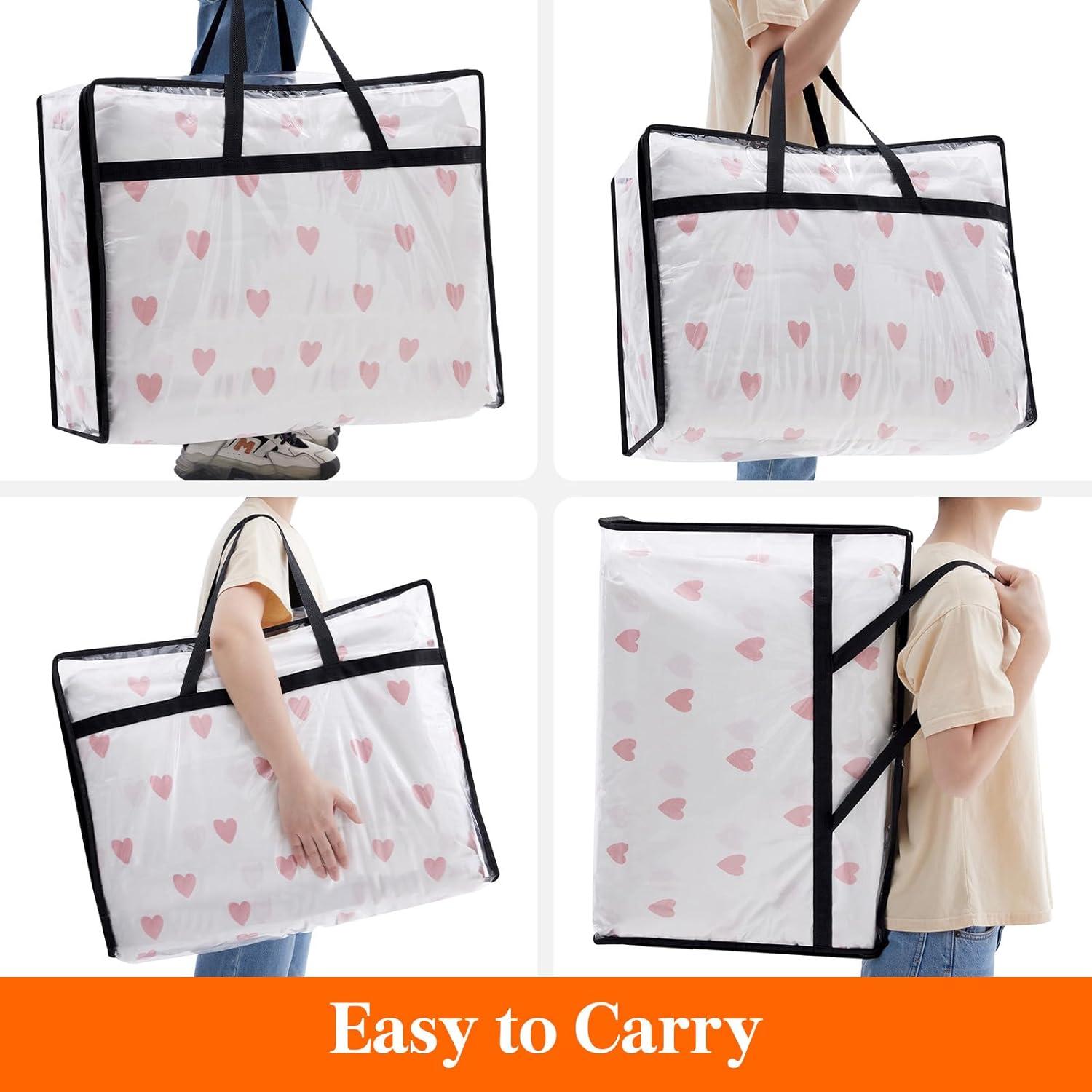 imageLifewit 4 Pack Clear Clothes Storage Bags 40L Plastic Blanket Storage Bag Vinyl Foldable Moving Bags with Zipper Closet Organizers and Storage Containers for Bedding Duvet Comforter12