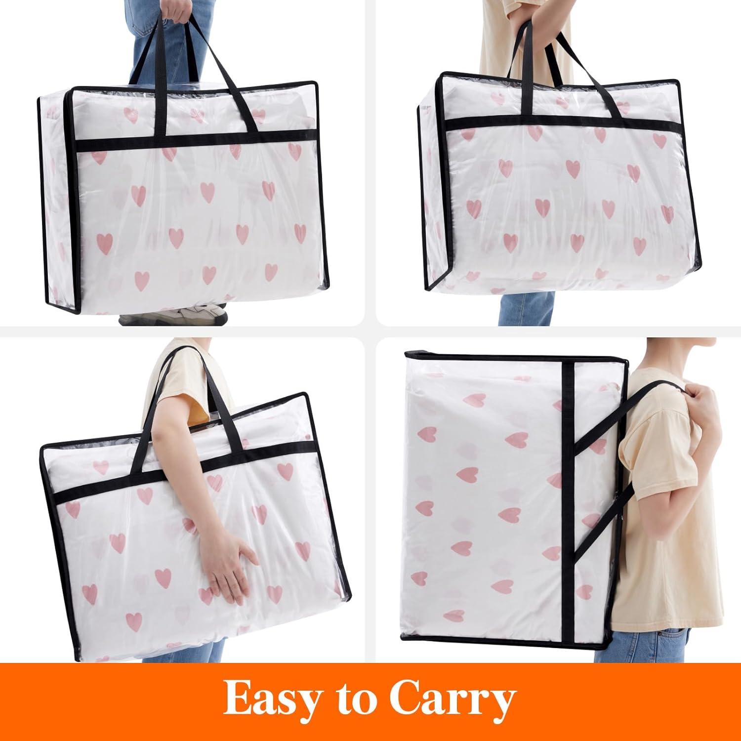 imageLifewit 4 Pack Clear Clothes Storage Bags 40L Plastic Blanket Storage Bag Vinyl Foldable Moving Bags with Zipper Closet Organizers and Storage Containers for Bedding Duvet Comforter6