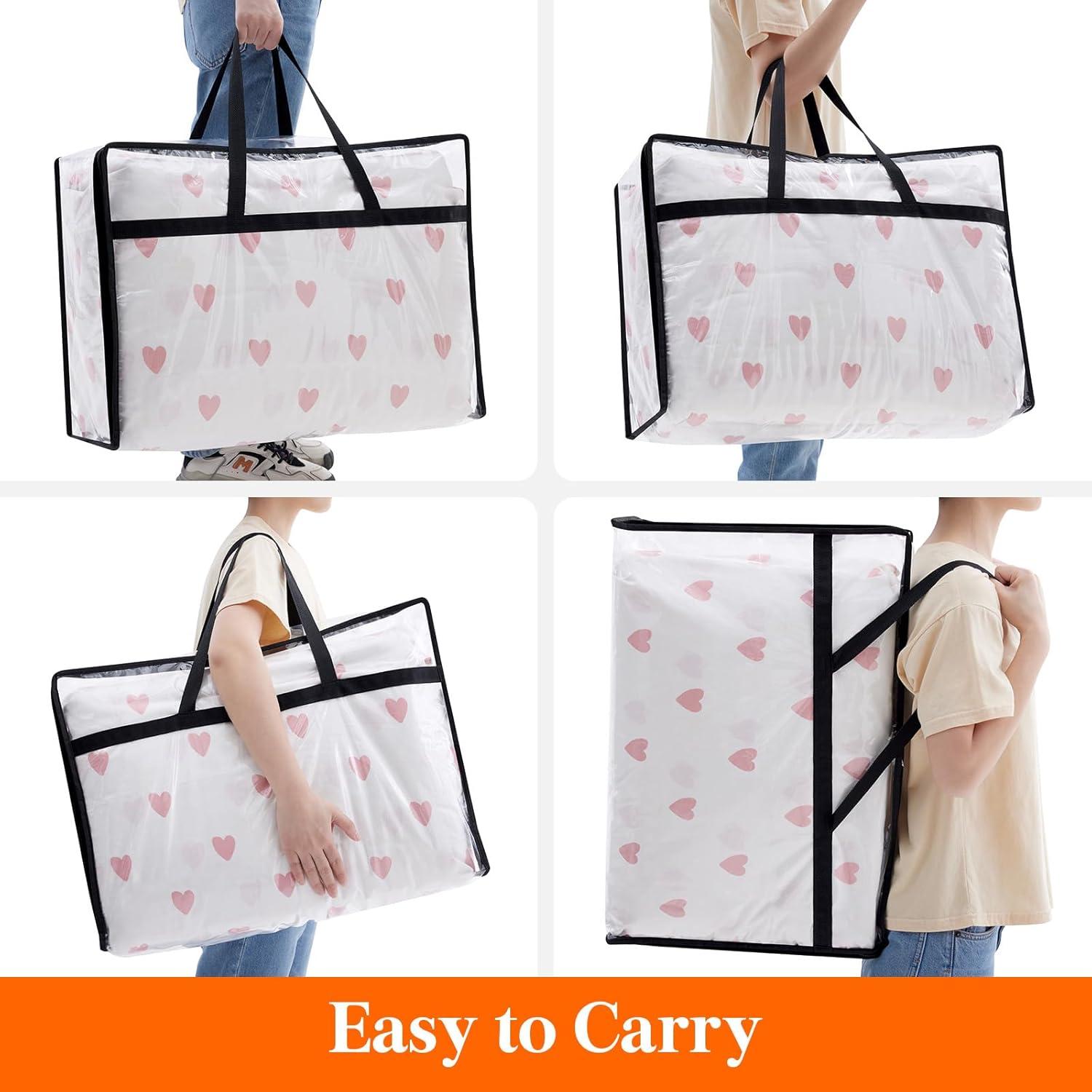 imageLifewit 4 Pack Clear Clothes Storage Bags 40L Plastic Blanket Storage Bag Vinyl Foldable Moving Bags with Zipper Closet Organizers and Storage Containers for Bedding Duvet Comforter12