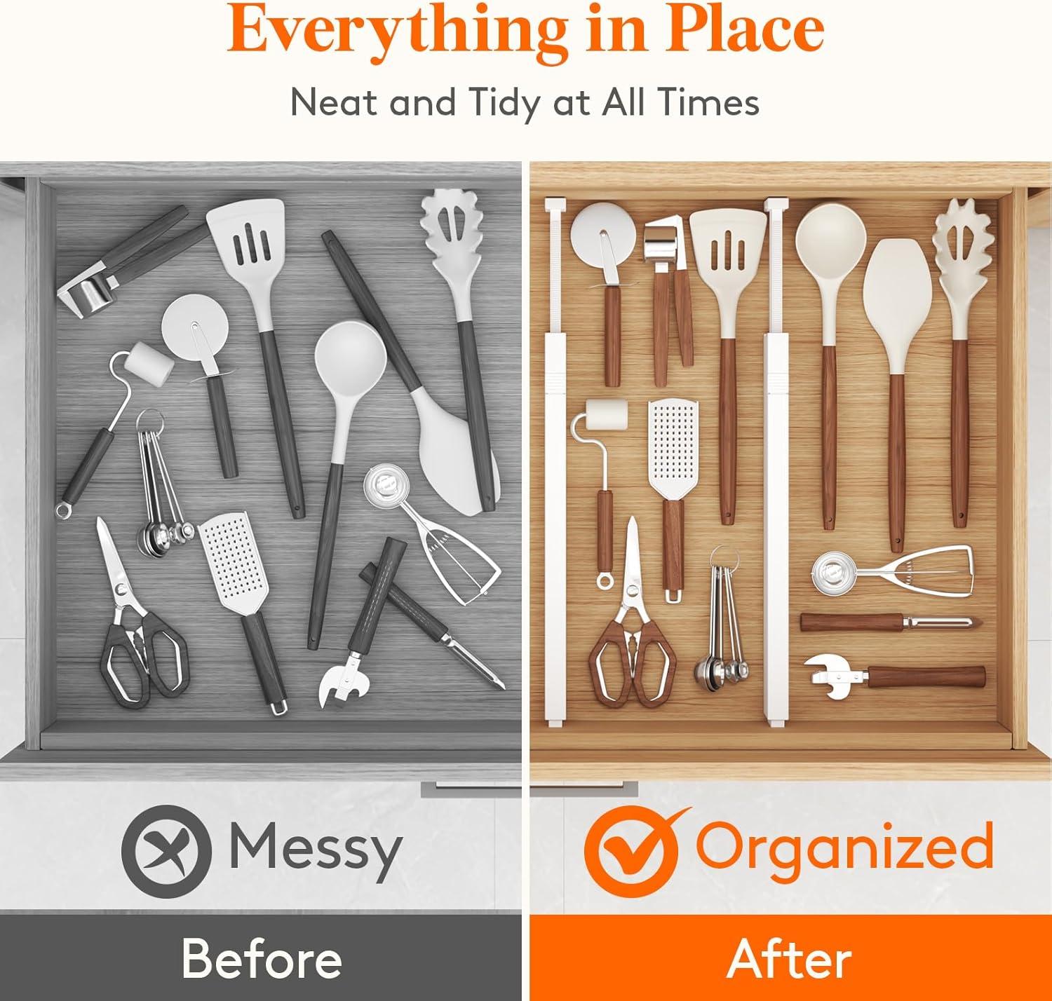 imageLifewit 5 Pack Drawer Dividers 4quot High 1117quot Adjustable Dresser Drawer Organizers for Clothes Expandable Dresser Separators in BedroomBathroomKitchenVanityOffice Organization and Storage White8