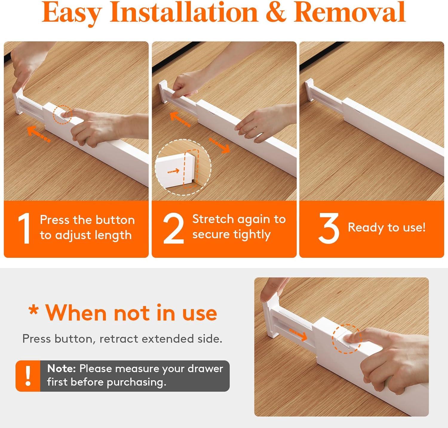 imageLifewit 5 Pack Drawer Dividers 4quot High 1117quot Adjustable Dresser Drawer Organizers for Clothes Expandable Dresser Separators in BedroomBathroomKitchenVanityOffice Organization and Storage White12