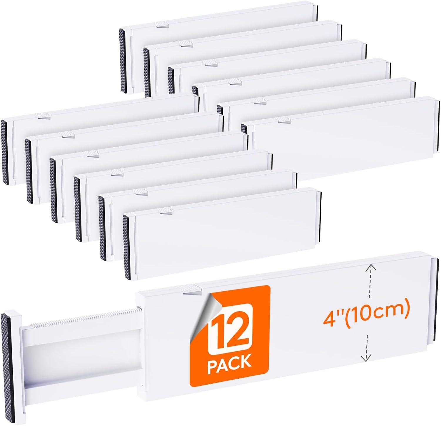 imageLifewit 5 Pack Drawer Dividers 4quot High 1117quot Adjustable Dresser Drawer Organizers for Clothes Expandable Dresser Separators in BedroomBathroomKitchenVanityOffice Organization and Storage White12