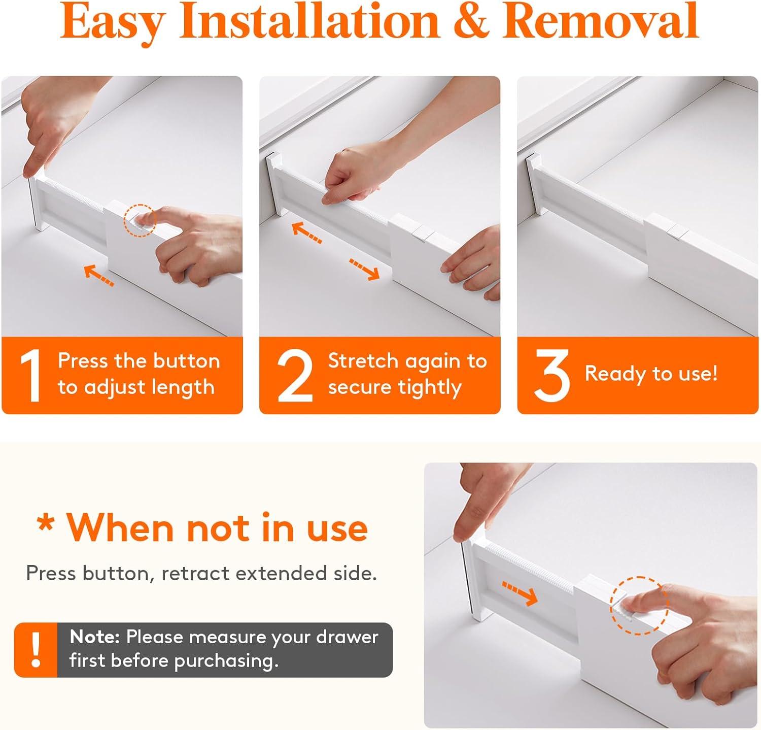 imageLifewit 5 Pack Drawer Dividers 4quot High 1117quot Adjustable Dresser Drawer Organizers for Clothes Expandable Dresser Separators in BedroomBathroomKitchenVanityOffice Organization and Storage White12