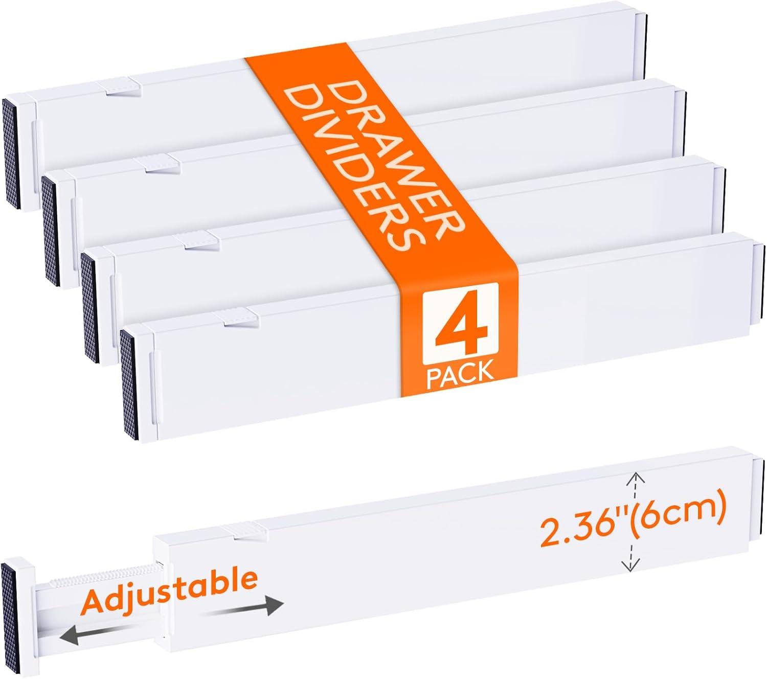 imageLifewit 5 Pack Drawer Dividers 4quot High 1117quot Adjustable Dresser Drawer Organizers for Clothes Expandable Dresser Separators in BedroomBathroomKitchenVanityOffice Organization and Storage White4