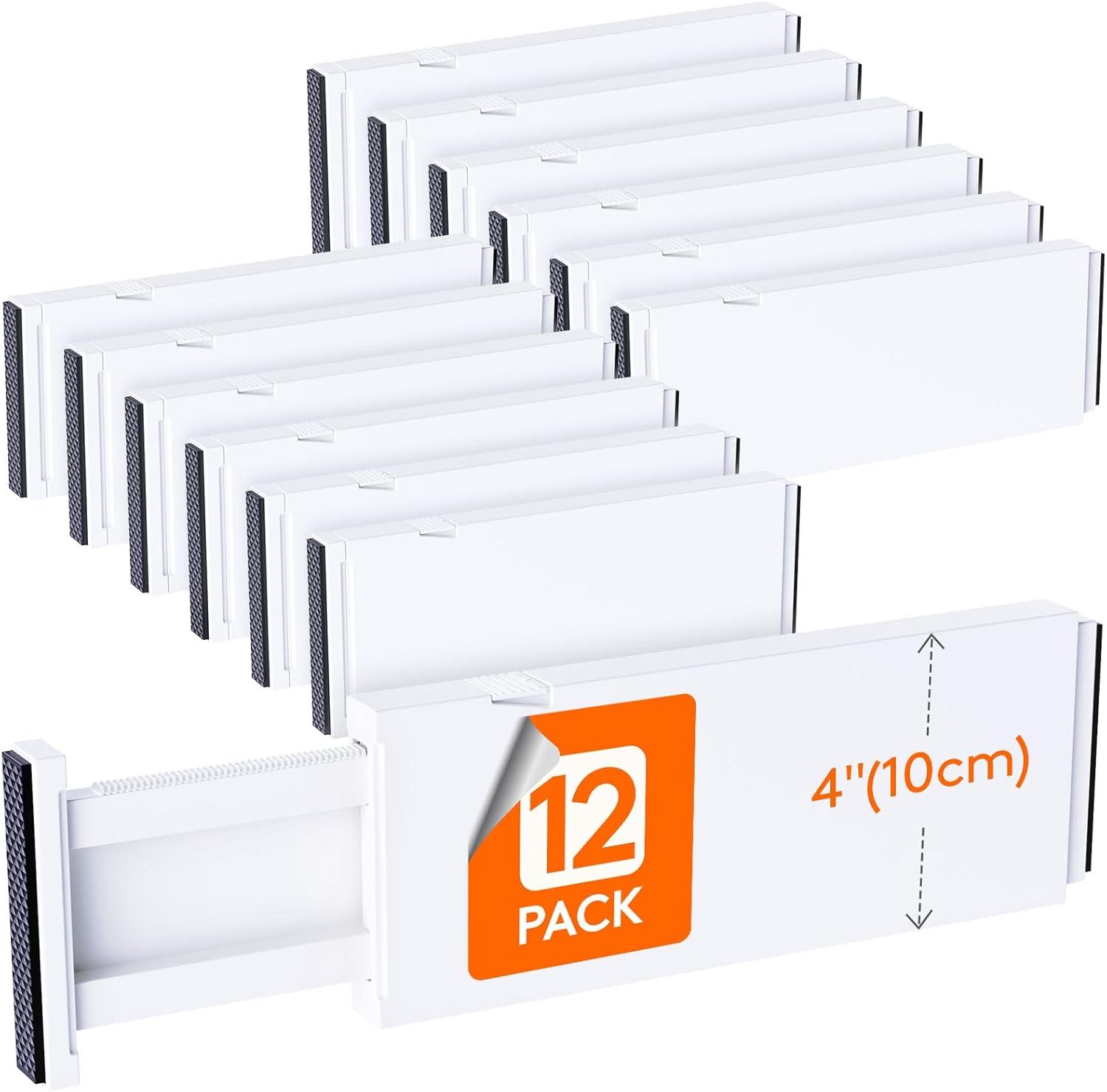 imageLifewit 5 Pack Drawer Dividers 4quot High 1117quot Adjustable Dresser Drawer Organizers for Clothes Expandable Dresser Separators in BedroomBathroomKitchenVanityOffice Organization and Storage White12