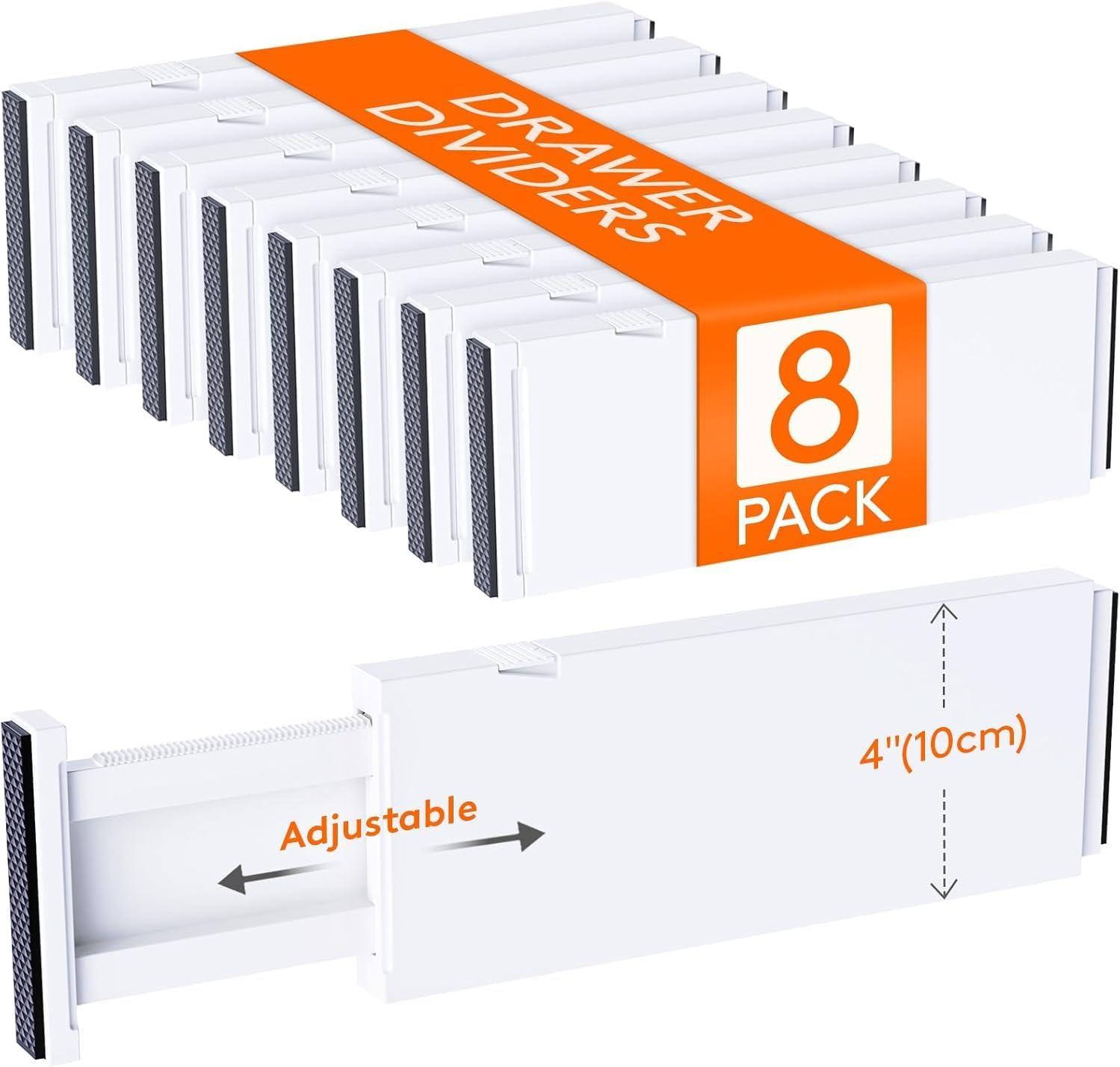 imageLifewit 5 Pack Drawer Dividers 4quot High 1117quot Adjustable Dresser Drawer Organizers for Clothes Expandable Dresser Separators in BedroomBathroomKitchenVanityOffice Organization and Storage White8