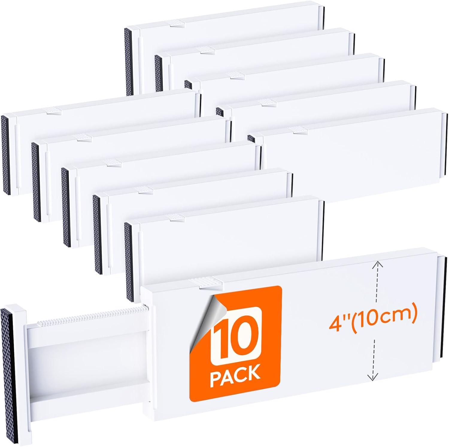 imageLifewit 5 Pack Drawer Dividers 4quot High 1117quot Adjustable Dresser Drawer Organizers for Clothes Expandable Dresser Separators in BedroomBathroomKitchenVanityOffice Organization and Storage White10