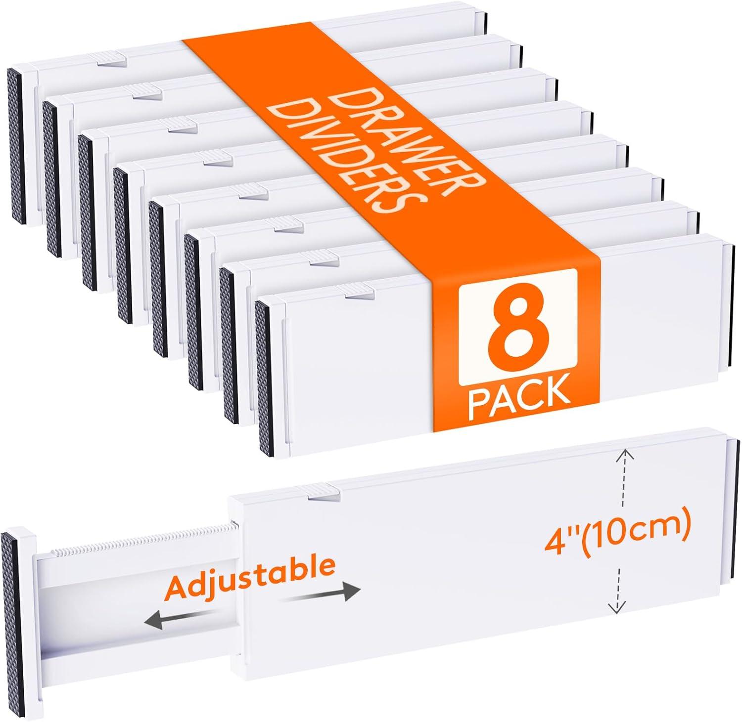 imageLifewit 5 Pack Drawer Dividers 4quot High 1117quot Adjustable Dresser Drawer Organizers for Clothes Expandable Dresser Separators in BedroomBathroomKitchenVanityOffice Organization and Storage White8