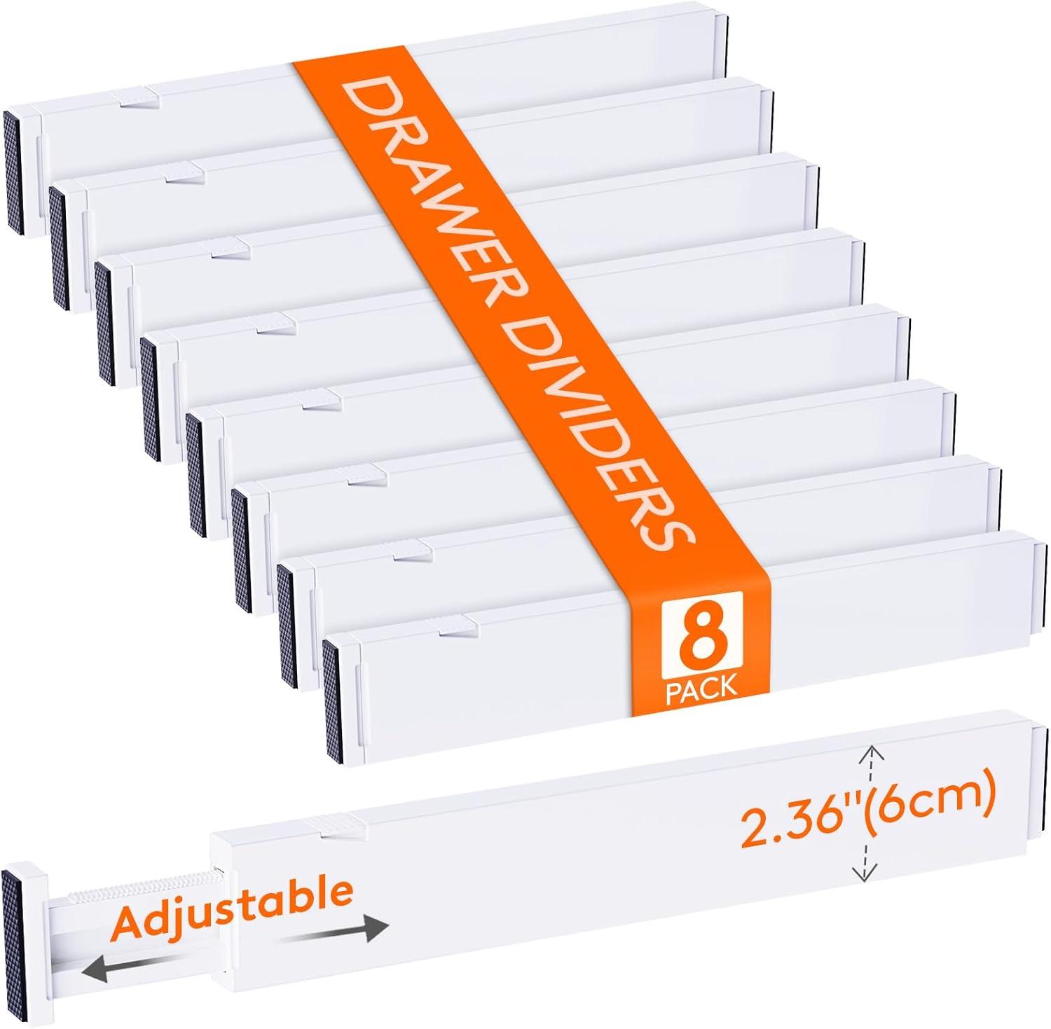 imageLifewit 5 Pack Drawer Dividers 4quot High 1117quot Adjustable Dresser Drawer Organizers for Clothes Expandable Dresser Separators in BedroomBathroomKitchenVanityOffice Organization and Storage White8