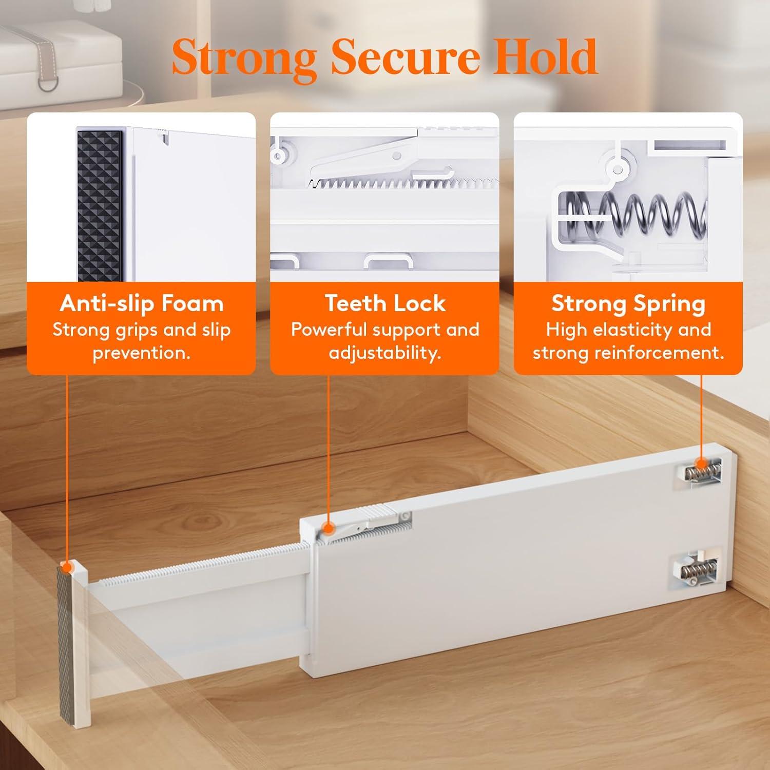 imageLifewit 5 Pack Drawer Dividers 4quot High 1117quot Adjustable Dresser Drawer Organizers for Clothes Expandable Dresser Separators in BedroomBathroomKitchenVanityOffice Organization and Storage White8