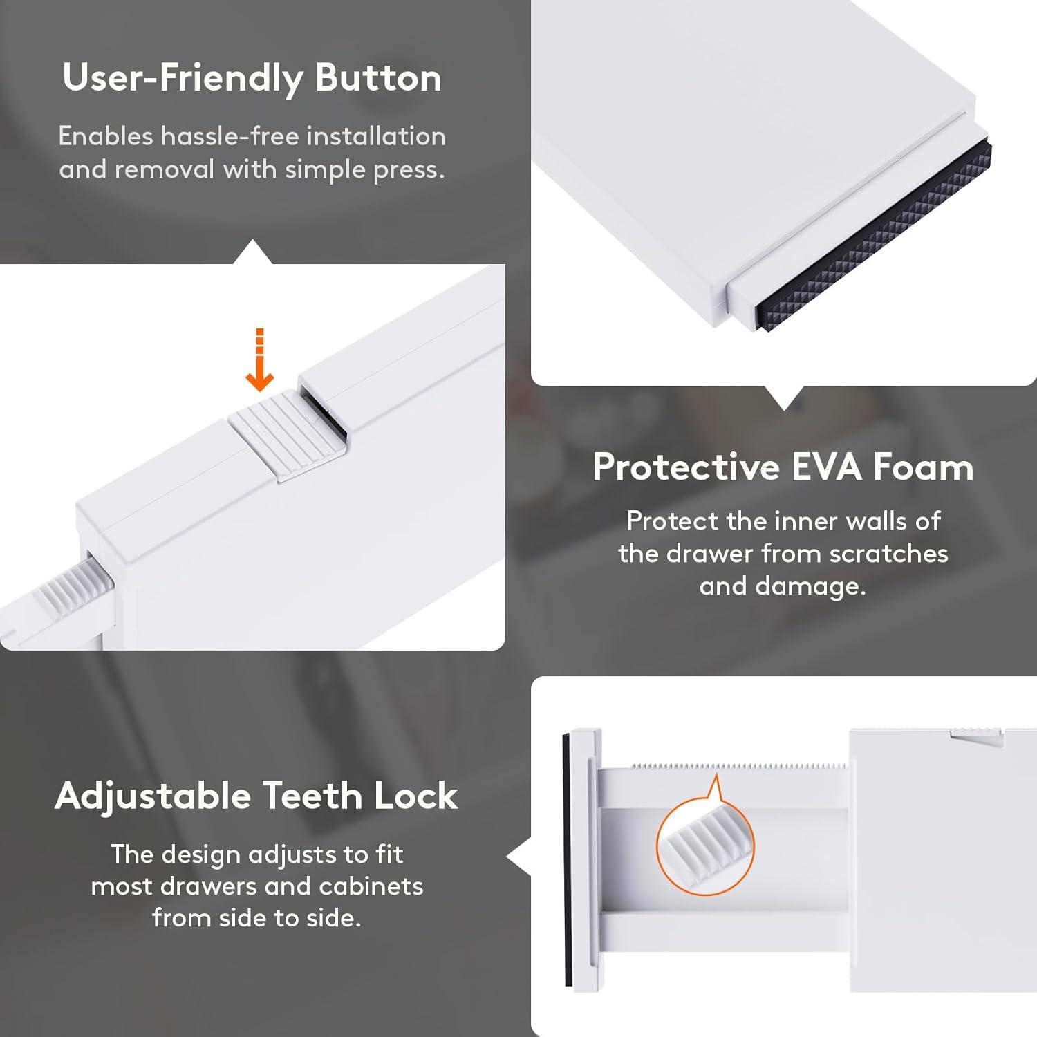 imageLifewit 5 Pack Drawer Dividers 4quot High 1117quot Adjustable Dresser Drawer Organizers for Clothes Expandable Dresser Separators in BedroomBathroomKitchenVanityOffice Organization and Storage White8