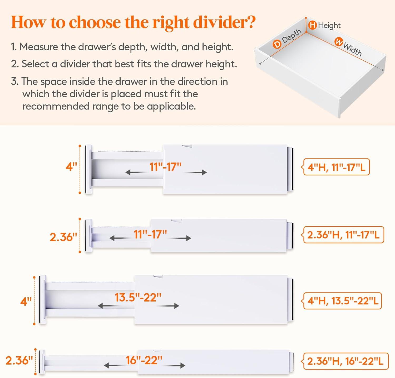 imageLifewit 5 Pack Drawer Dividers 4quot High 1117quot Adjustable Dresser Drawer Organizers for Clothes Expandable Dresser Separators in BedroomBathroomKitchenVanityOffice Organization and Storage White8