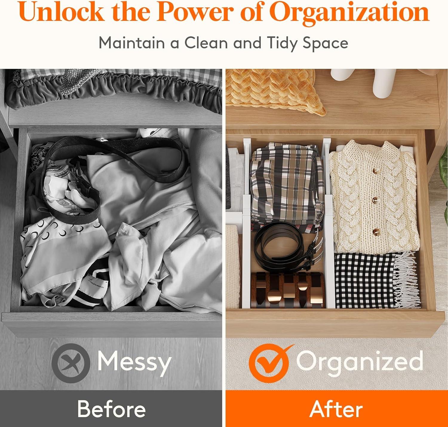 imageLifewit 5 Pack Drawer Dividers Plastic 6quot High 13522quot Adjustable Drawer Organizers for Clothes Expandable Dresser Separators in BedroomBathroomKitchenFridgeOffice Organization and Storage4