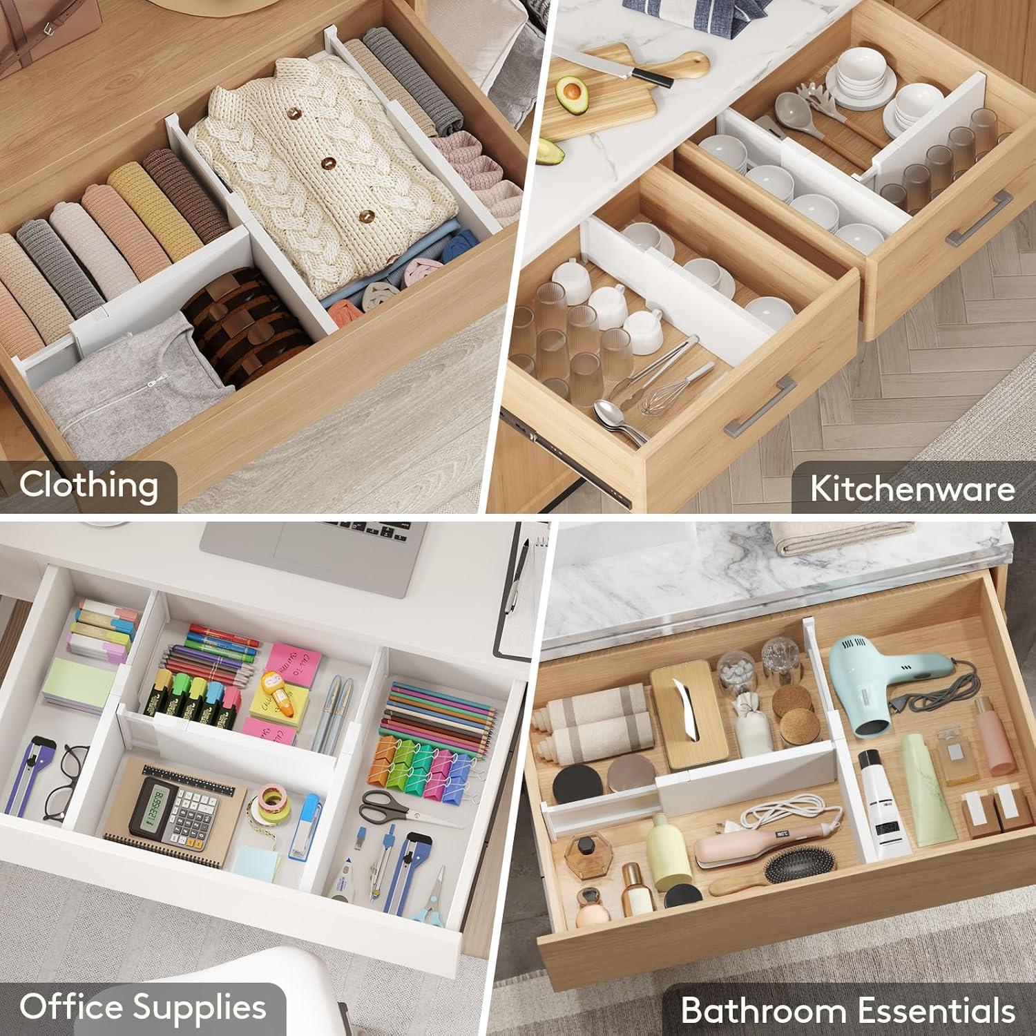 imageLifewit 5 Pack Drawer Dividers Plastic 6quot High 13522quot Adjustable Drawer Organizers for Clothes Expandable Dresser Separators in BedroomBathroomKitchenFridgeOffice Organization and Storage4