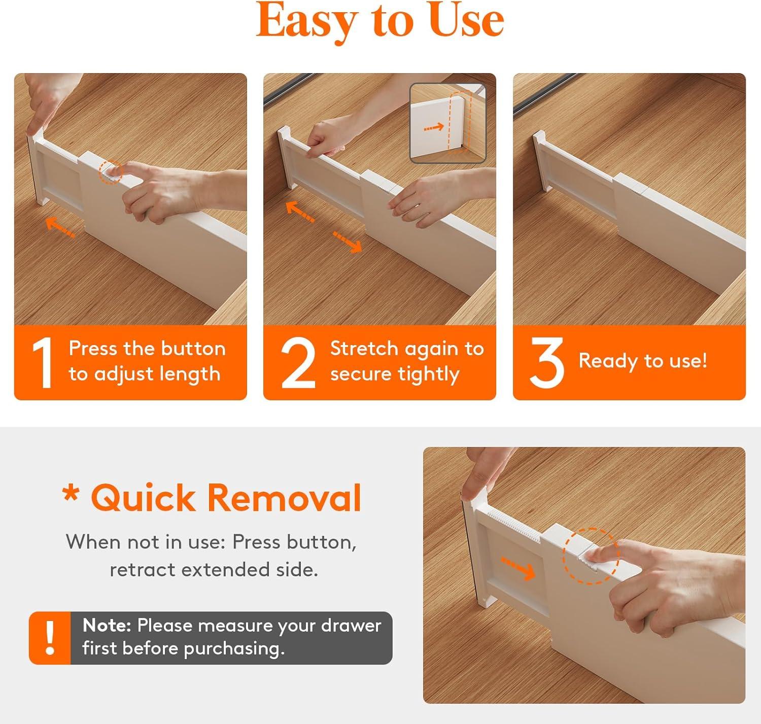 imageLifewit 5 Pack Drawer Dividers Plastic 6quot High 13522quot Adjustable Drawer Organizers for Clothes Expandable Dresser Separators in BedroomBathroomKitchenFridgeOffice Organization and Storage4