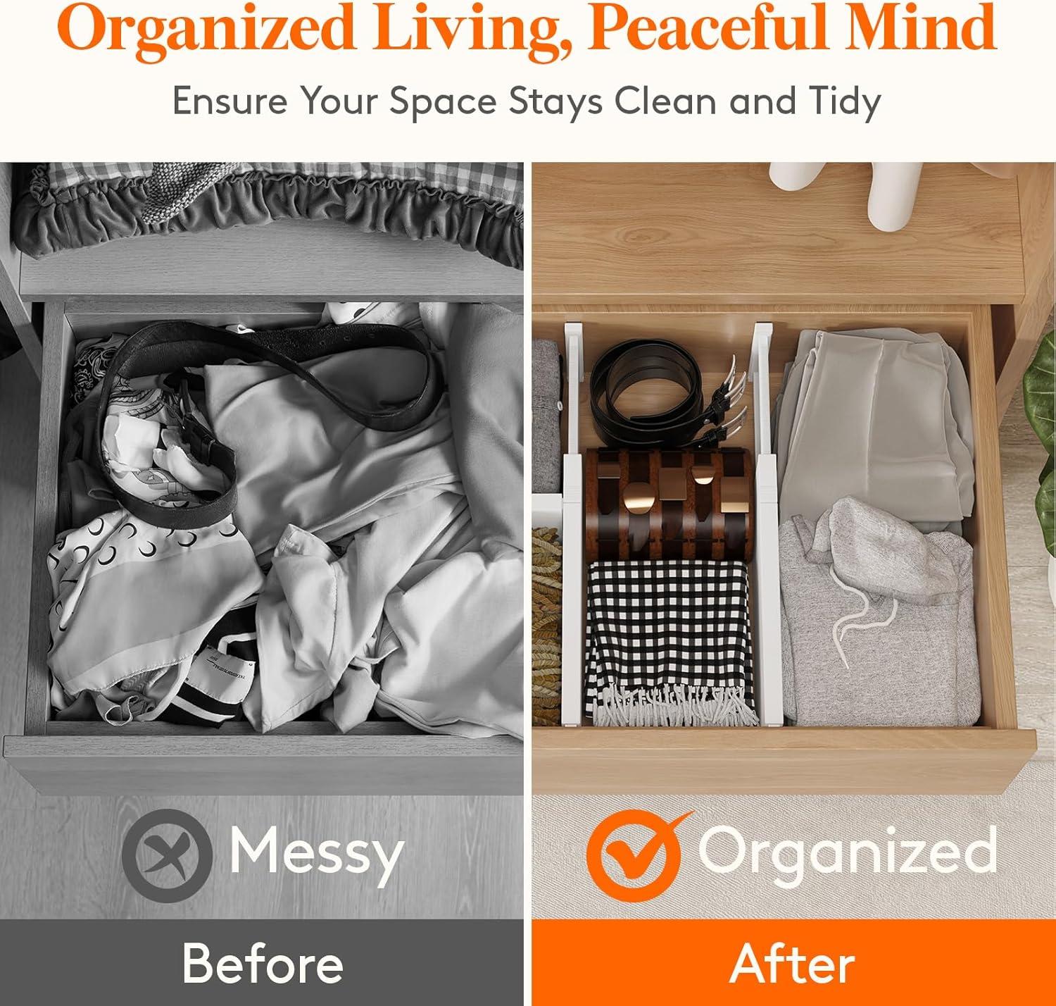 imageLifewit 5 Pack Drawer Dividers Plastic 6quot High 13522quot Adjustable Drawer Organizers for Clothes Expandable Dresser Separators in BedroomBathroomKitchenFridgeOffice Organization and Storage4