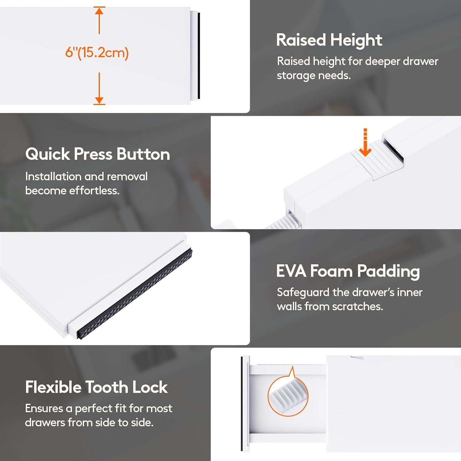 imageLifewit 5 Pack Drawer Dividers Plastic 6quot High 13522quot Adjustable Drawer Organizers for Clothes Expandable Dresser Separators in BedroomBathroomKitchenFridgeOffice Organization and Storage4