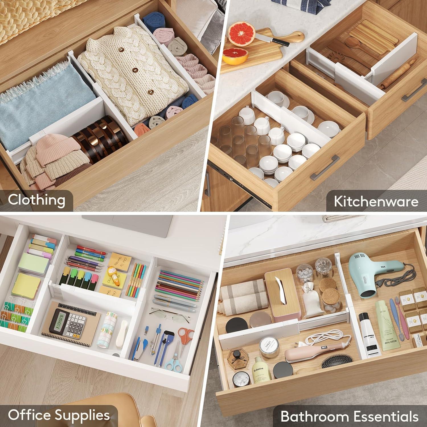 imageLifewit 5 Pack Drawer Dividers Plastic 6quot High 13522quot Adjustable Drawer Organizers for Clothes Expandable Dresser Separators in BedroomBathroomKitchenFridgeOffice Organization and Storage4
