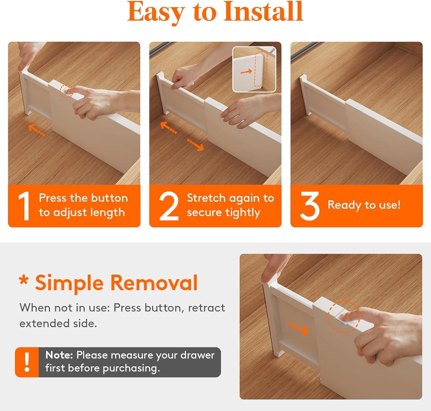 imageLifewit 5 Pack Drawer Dividers Plastic 6quot High 13522quot Adjustable Drawer Organizers for Clothes Expandable Dresser Separators in BedroomBathroomKitchenFridgeOffice Organization and Storage4